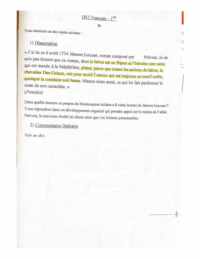 Know DISSERTATION MANON LESCAUT+ CONSIGNE  thumbnail