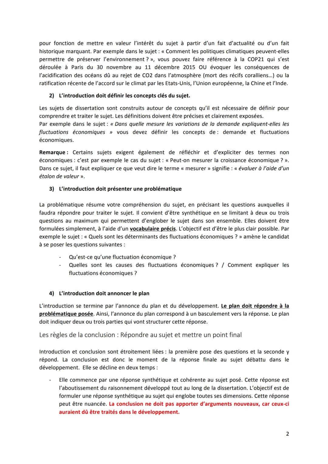 Règles de rédaction d'une dissertation en SES
La règle d'or en dissertation : Traiter le sujet, tout le sujet, rien que le
sujet
1) Traiter 