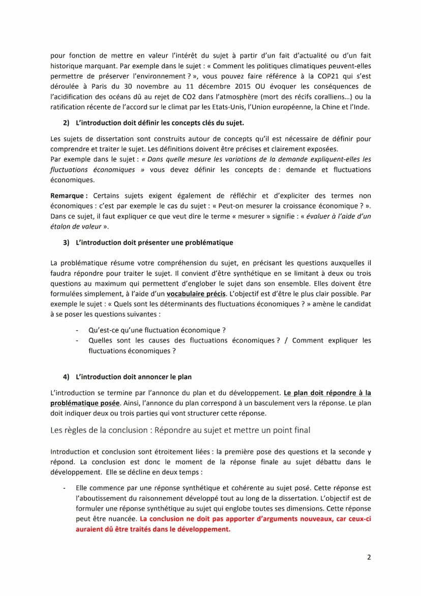 Règles de rédaction d'une dissertation en SES
La règle d'or en dissertation : Traiter le sujet, tout le sujet, rien que le
sujet
1) Traiter 