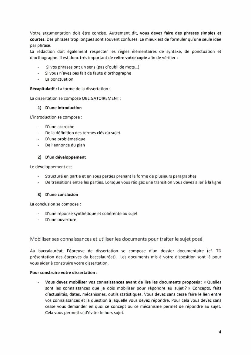 Règles de rédaction d'une dissertation en SES
La règle d'or en dissertation : Traiter le sujet, tout le sujet, rien que le
sujet
1) Traiter 
