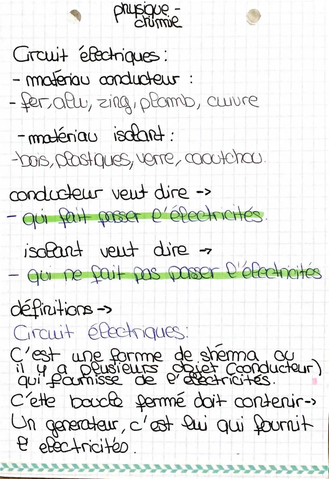 physique chimie -> circuit électrique