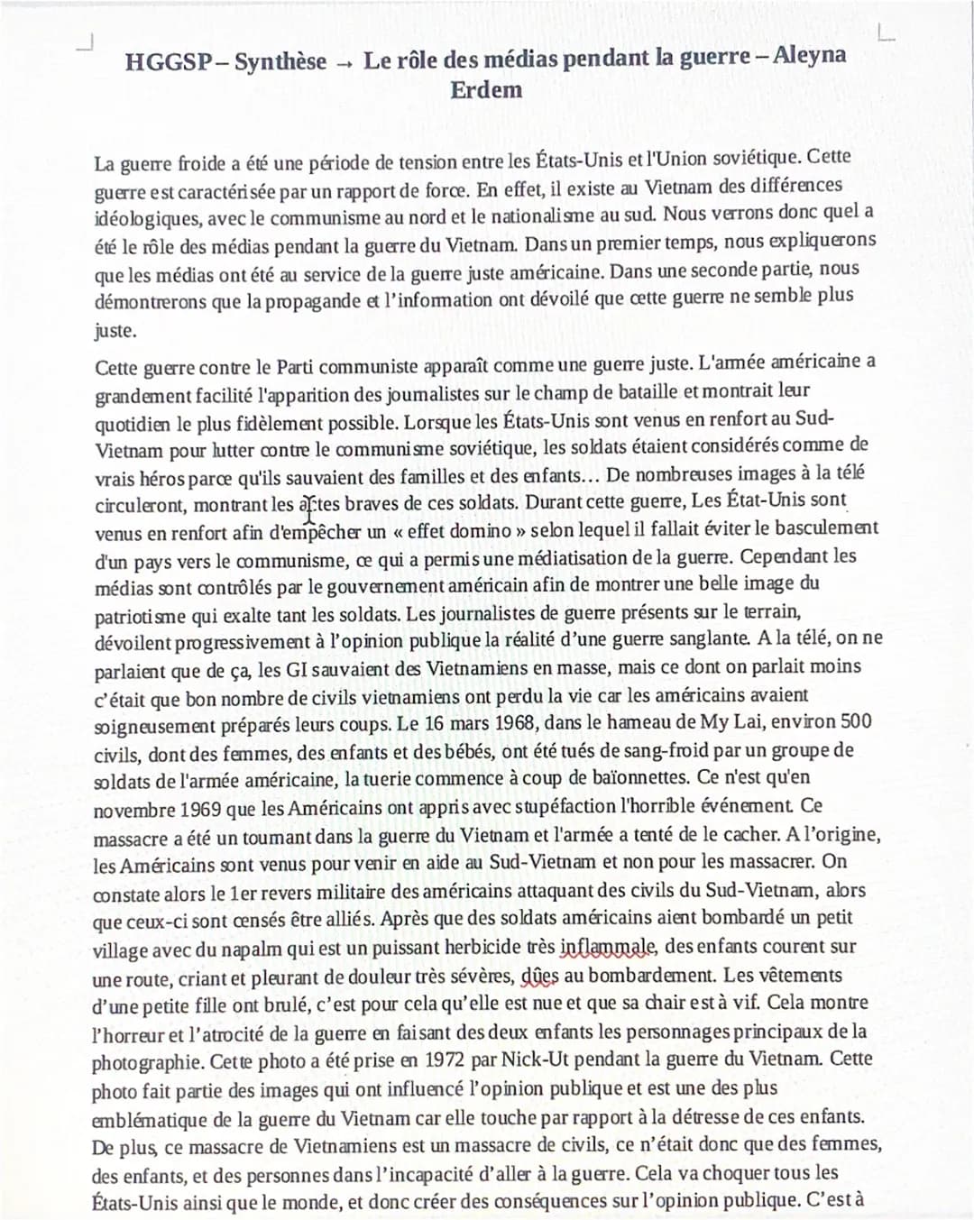 HGGSP-Synthèse
1
Le rôle des médias pendant la guerre - Aleyna
Erdem
L
La guerre froide a été une période de tension entre les États-Unis et