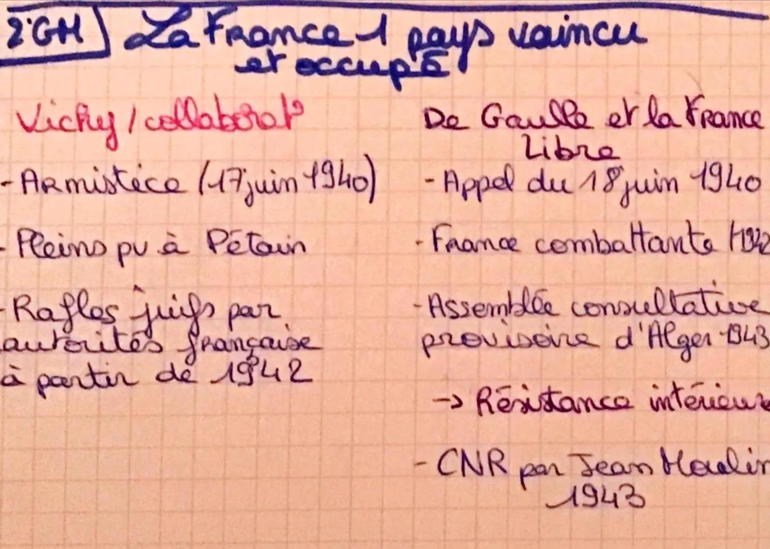 2GH La France 1
et occup pays vaincu
De Gaulle et la France
Libre
- Armistice (17 juin 1940) -Appel du 18 juin 1940
- France combattante for