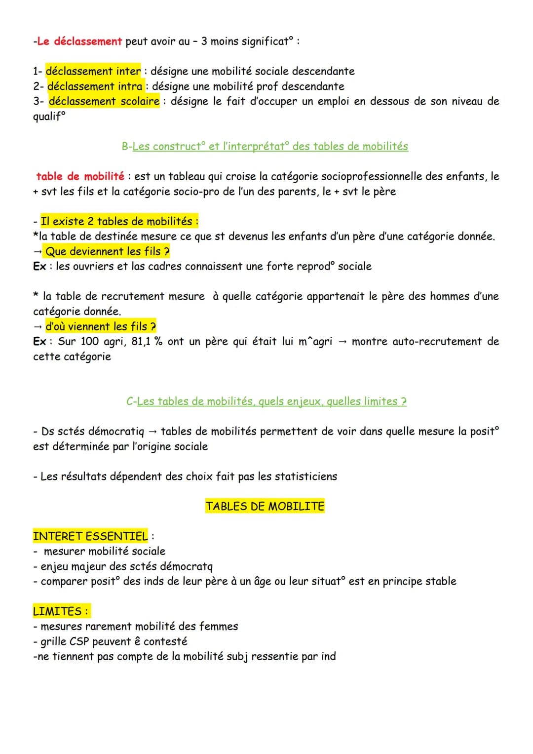 Chapitre 7:
Quels st les caractéristiques contemporaines
et les facteurs de la mobilité sociale ?
Mobilité sociale = fait pr 1 ind d'apparte