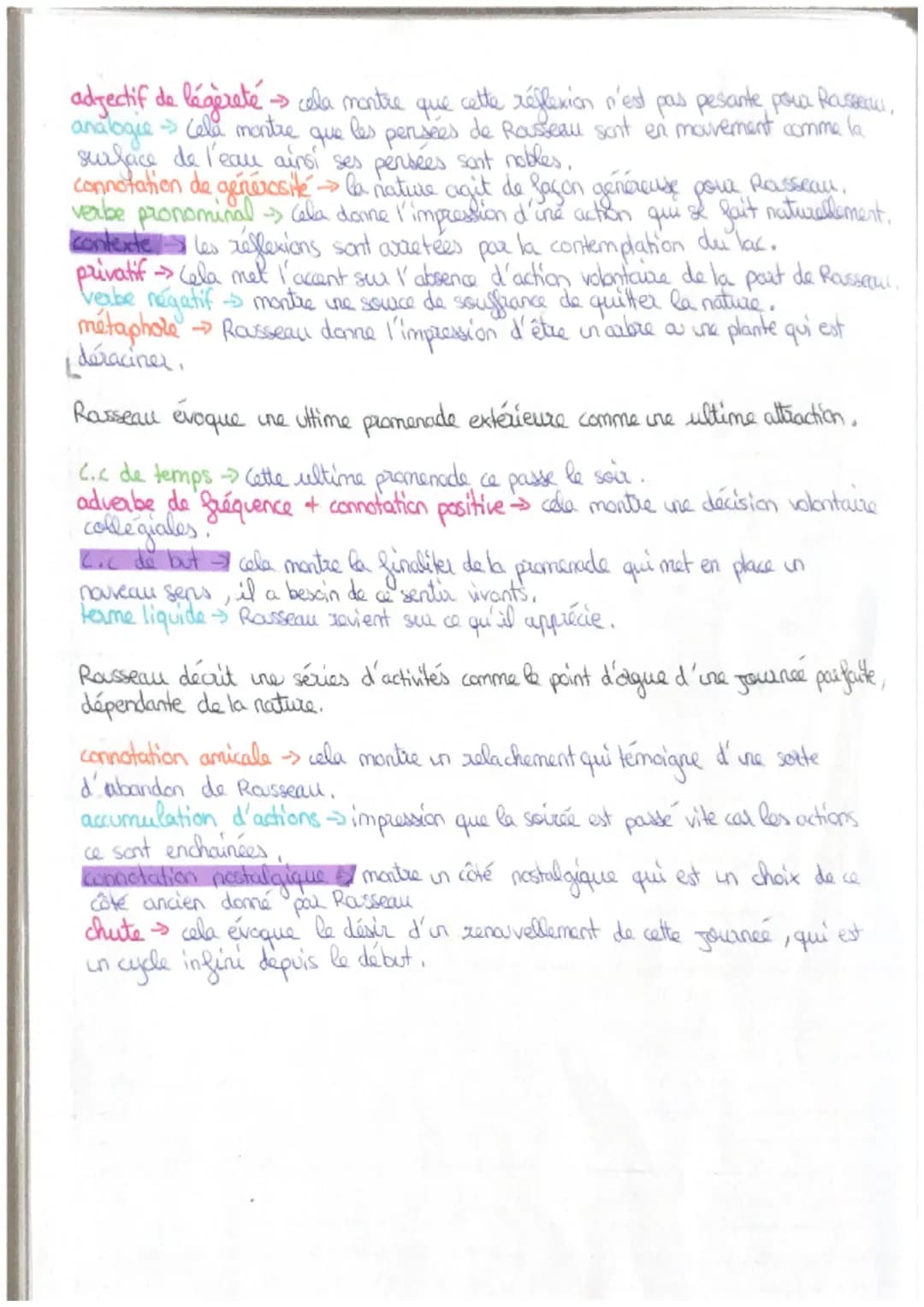 lecture linéaire
Rousseau liste tous les atcîts que présente l'ile Saint-Pierre et restitue quasiment
physiquement", matériellement, cette d