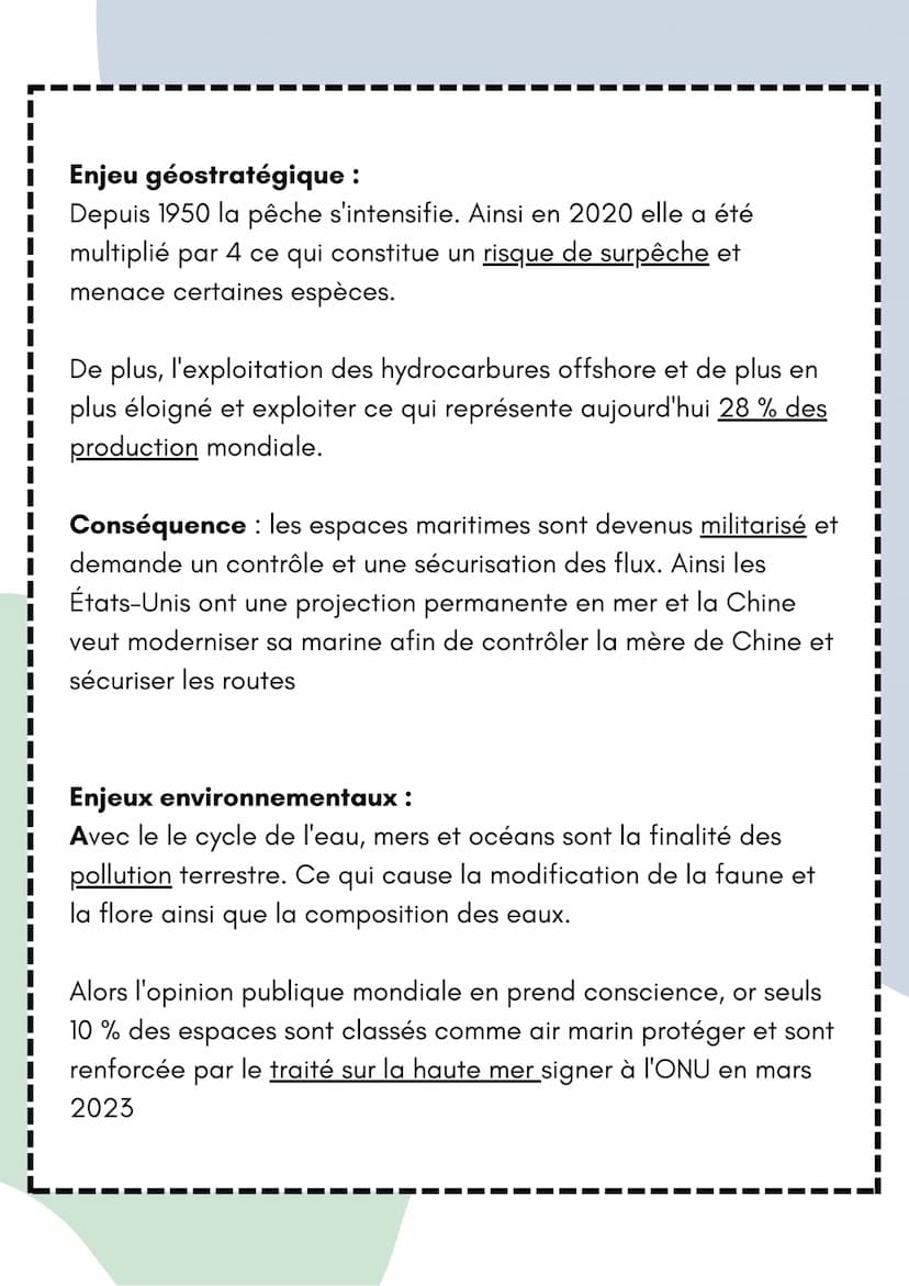 Thème 1 - Mers et Océans
Les mers et les océans sont devenu des moyens
d'échanges commerciaux mais aussi de communication par
les câbles sou
