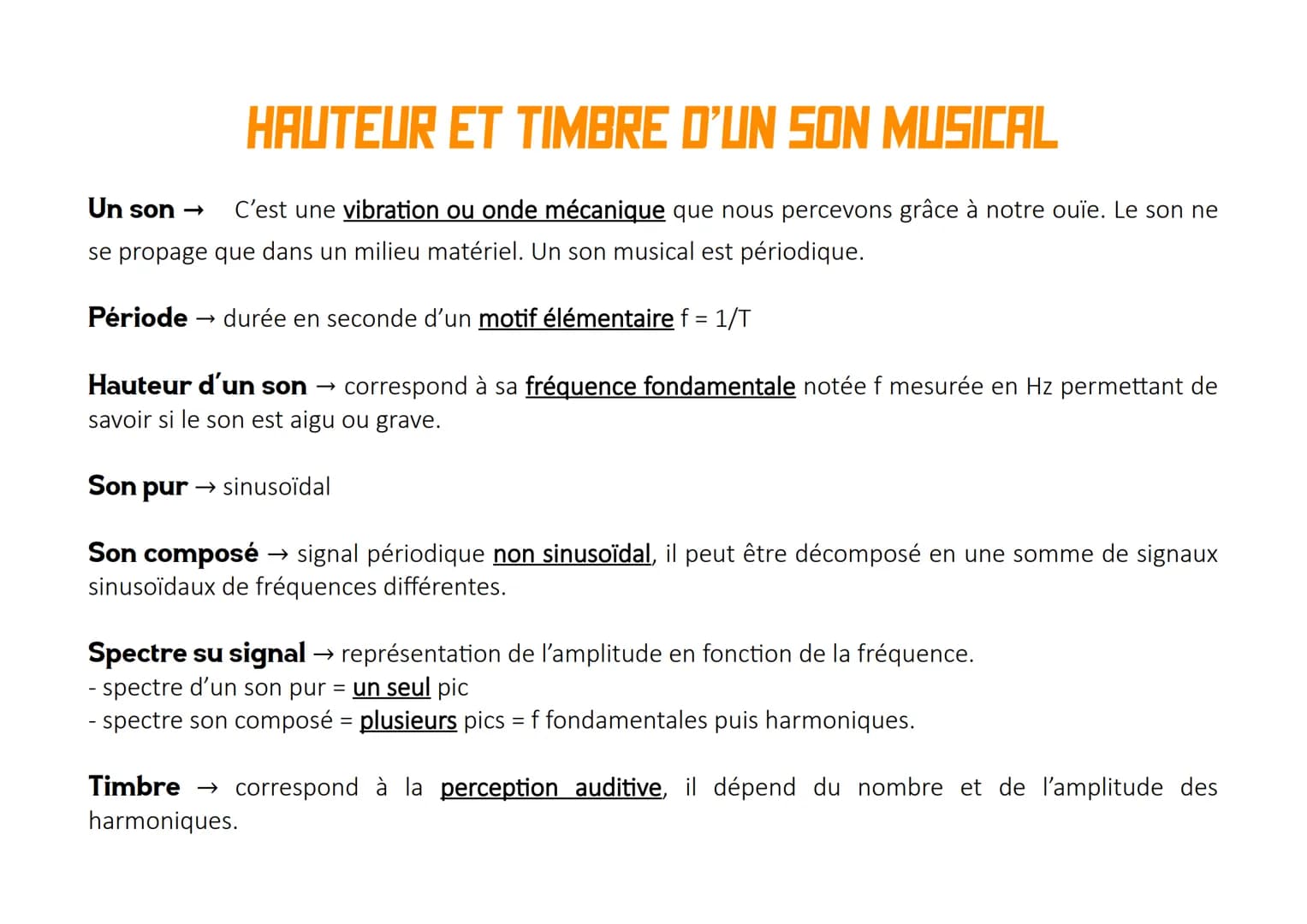 Un son →
HAUTEUR ET TIMBRE D'UN SON MUSICAL
C'est une vibration ou onde mécanique que nous percevons grâce à notre ouïe. Le son ne
se propag