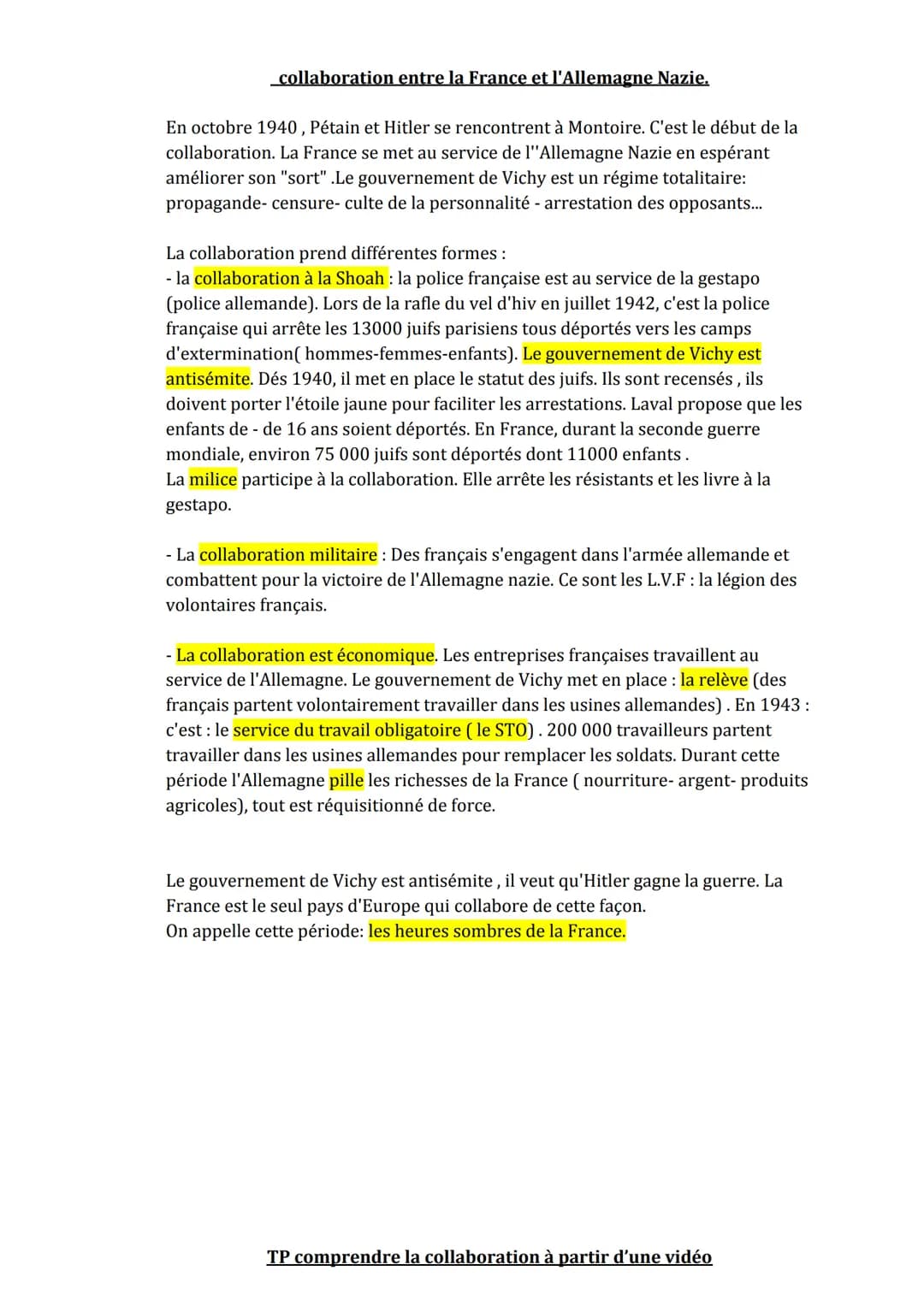LA FRANCE DURANT LA SECONDE GUERRE MONDIALE (1939-1945)
problématique : Quelles sont les 2 attitudes des Français durant la seconde
guerre m