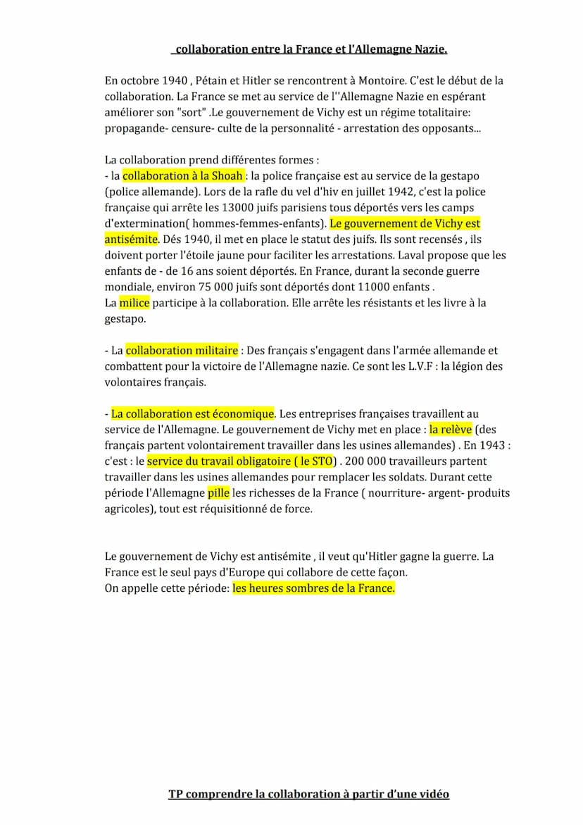 LA FRANCE DURANT LA SECONDE GUERRE MONDIALE (1939-1945)
problématique : Quelles sont les 2 attitudes des Français durant la seconde
guerre m