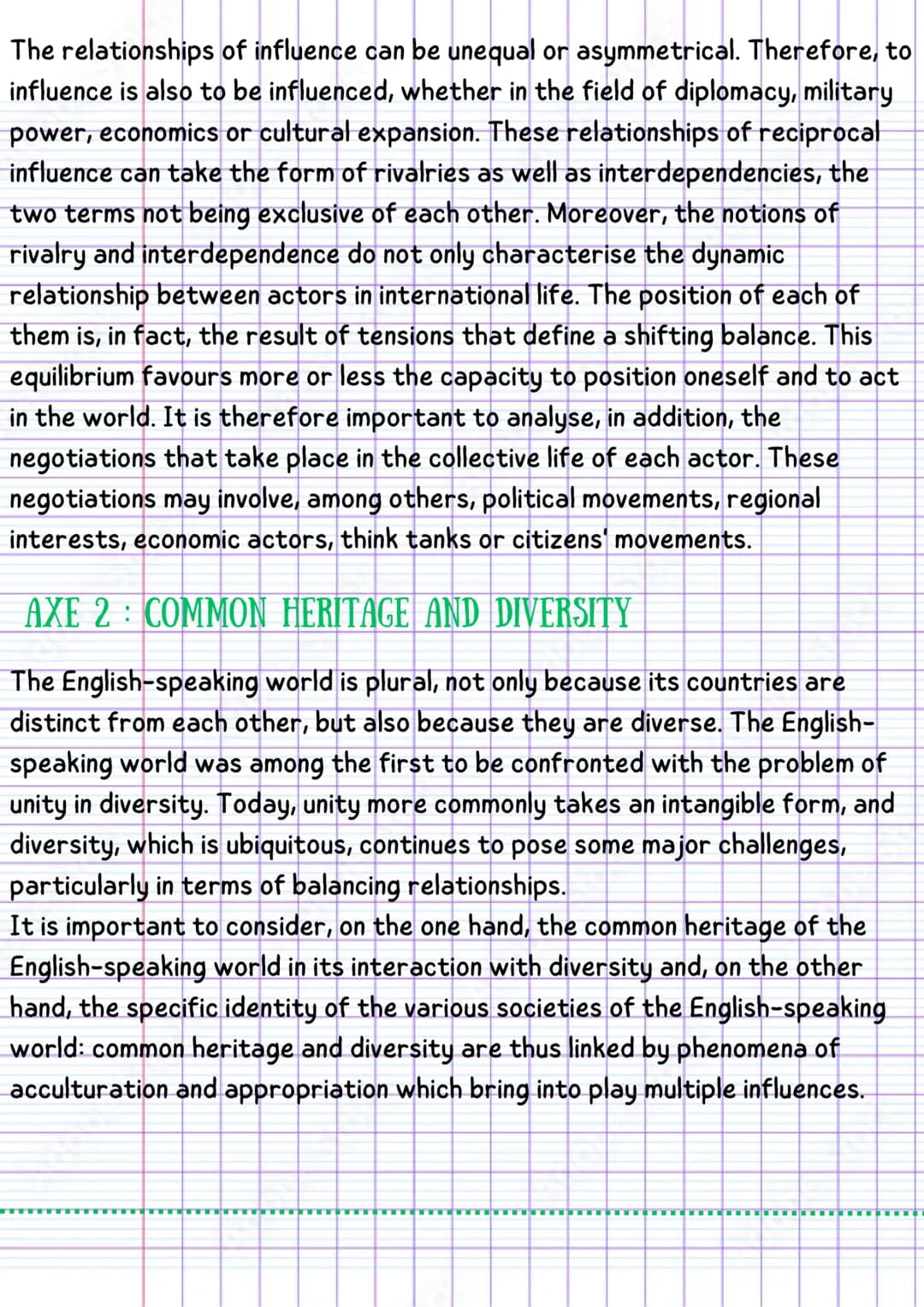 THÈME 2: RELATION AU MONDE AMC
SUMMARY
The theme "relation to the world" allows to understand the place of the
English-speaking world in int