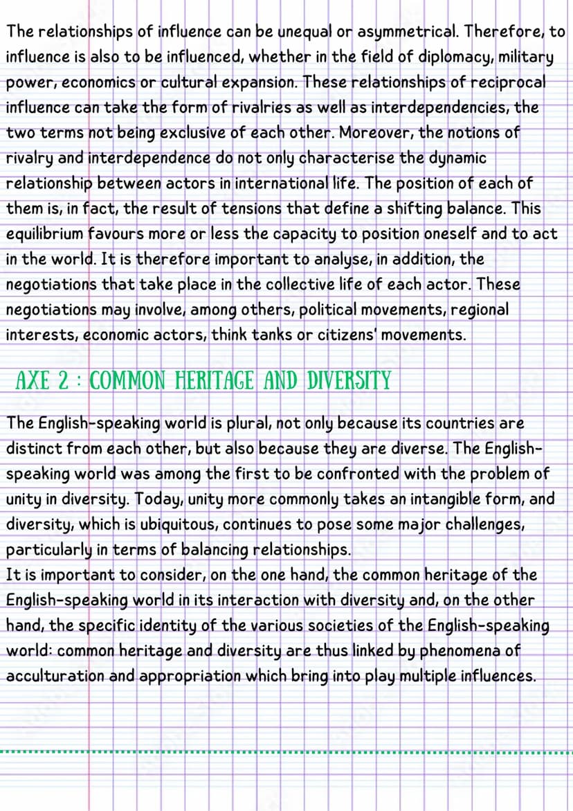 THÈME 2: RELATION AU MONDE AMC
SUMMARY
The theme "relation to the world" allows to understand the place of the
English-speaking world in int
