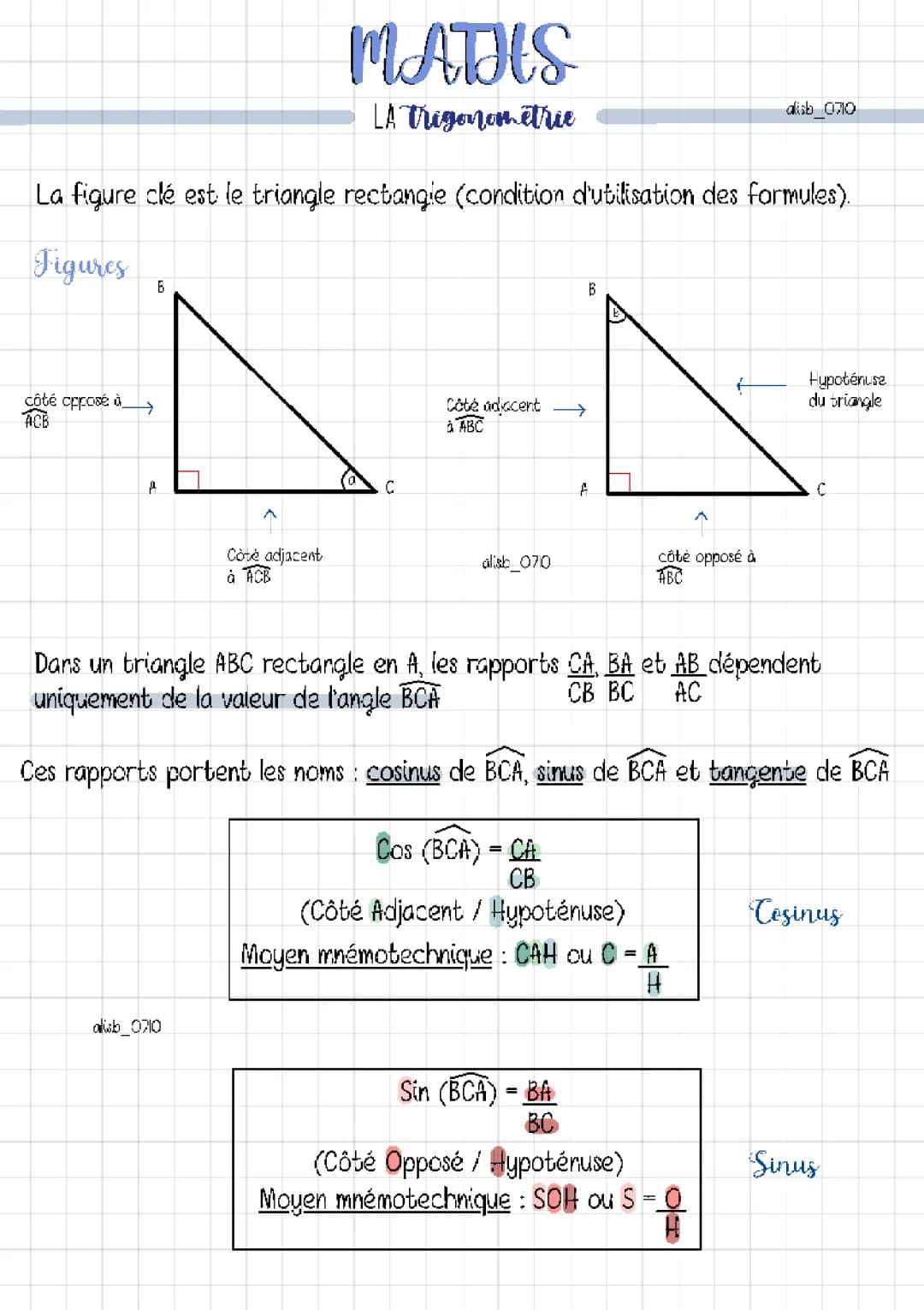 Maths : La trigonométrie