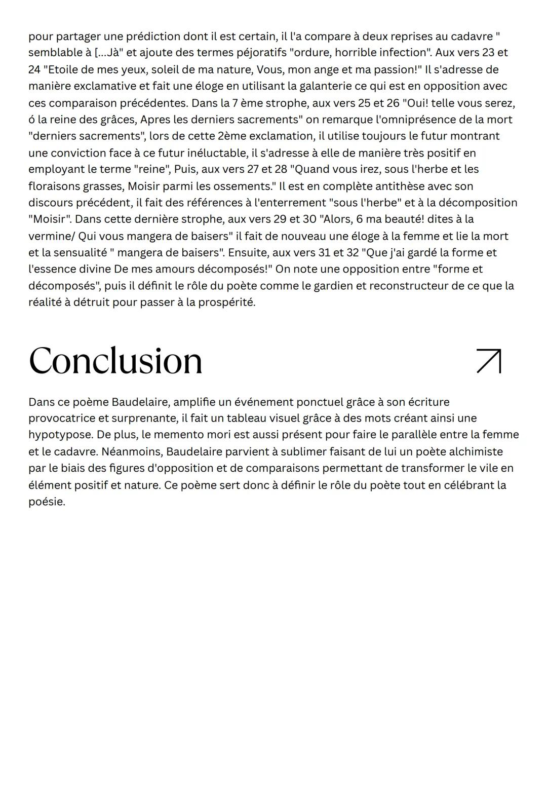 Une charogne
Charles Baudelaire
Introduction
Grâce à ce recueil Baudelaire à pour objectif d'atteindre la beauté poétique, peu
importe si el