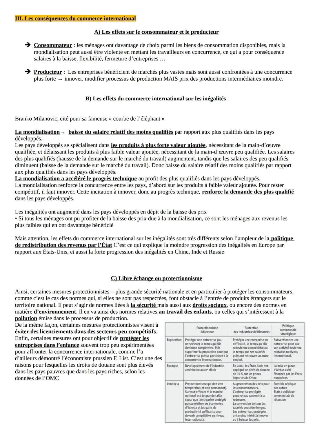 QUELS SONT LES FONDEMENTS DU COMMERCE INTERNATIONAL ET DE
L'INTERNATIONALISATION DE LA PRODUCTION ?
I. Quels sont les déterminants des échan