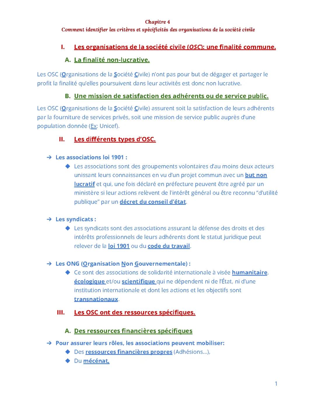 Exemples d'organisations de la société civile et leur gestion