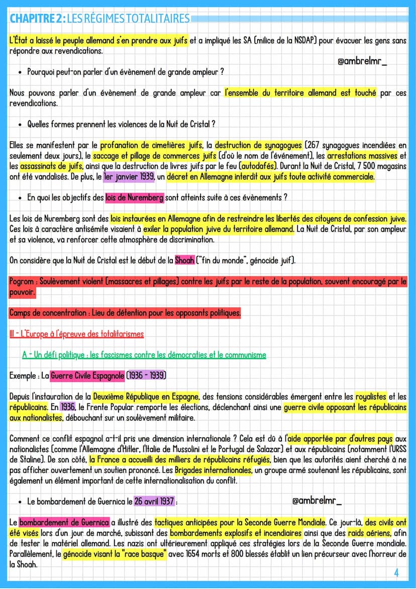 HISTOIRE
CHAPITRE 2
Les régimes totalitaires
@ambrelmr_
Introduction: Après la Première Guerre Mondiale, des régimes d'un nouveau type surgi