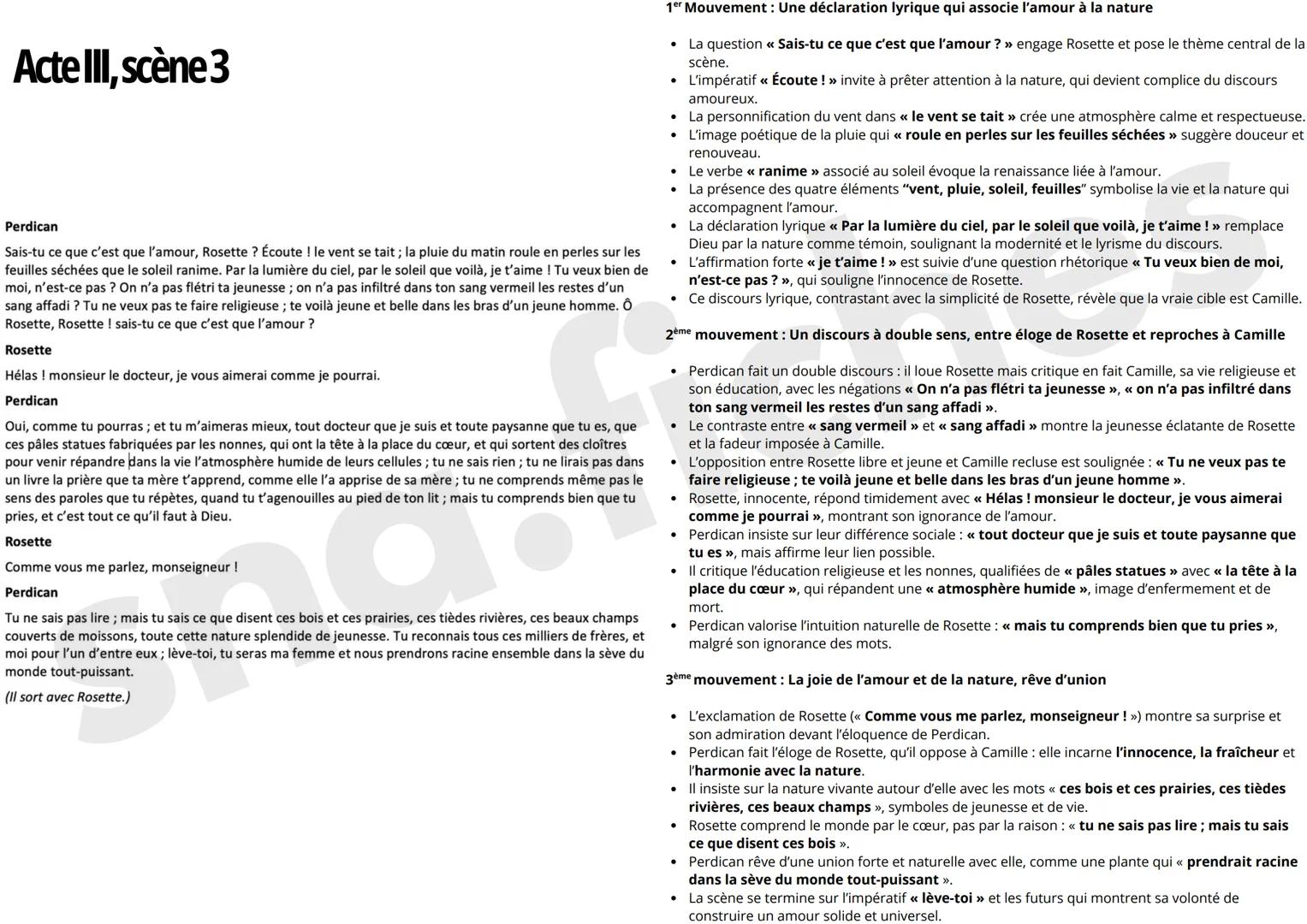 Acte III, scène 3
Perdican
Sais-tu ce que c'est que l'amour, Rosette? Écoute ! le vent se tait; la pluie du matin roule en perles sur les
fe