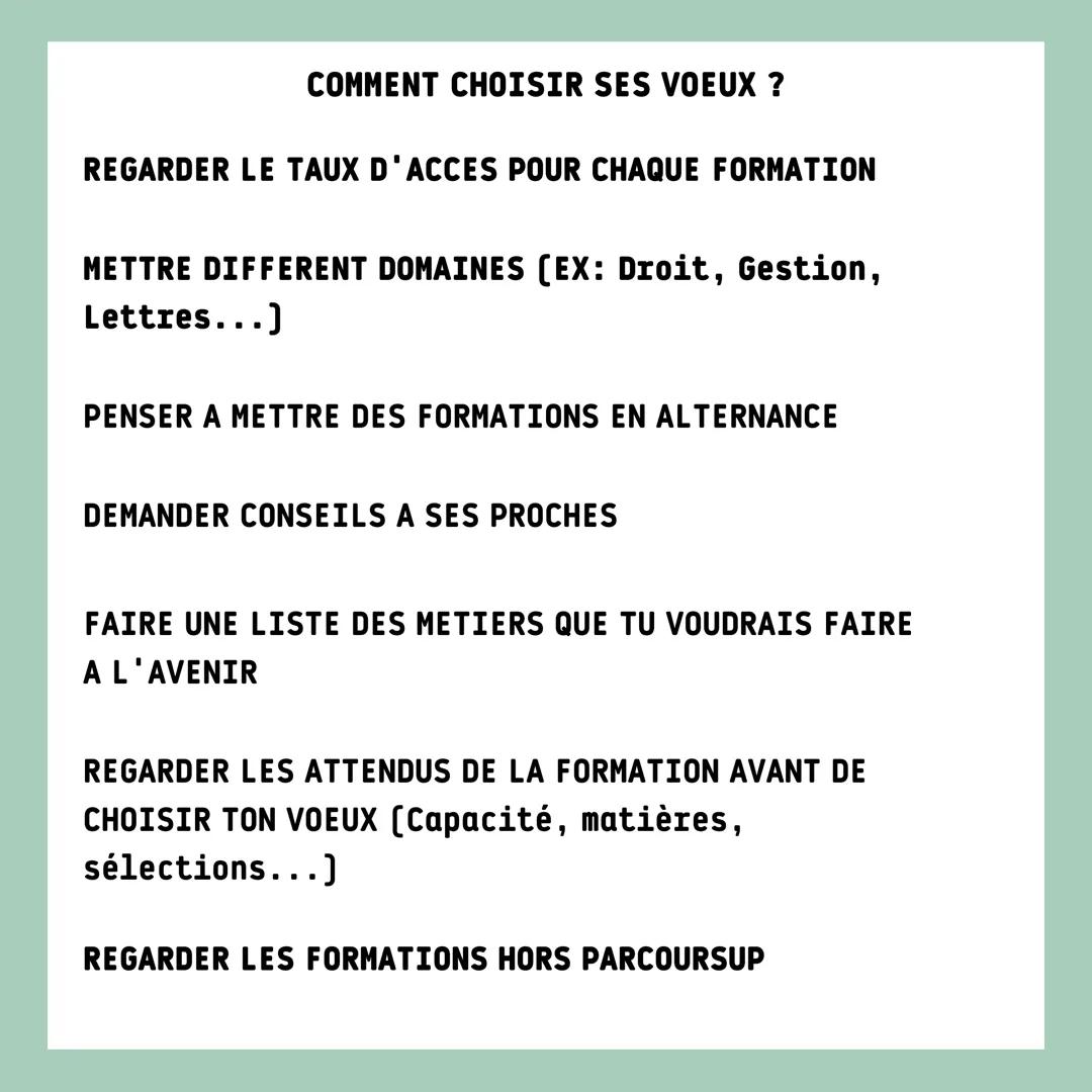 # Parcoursup

COMMENT CHOISIR SES VOEUX ? # COMMENT CHOISIR SES VOEUX ?

SALONS DE L'ETUDIANT

THOTIS

SITES DES
ECOLES/UNIVERSITES

PORTES 