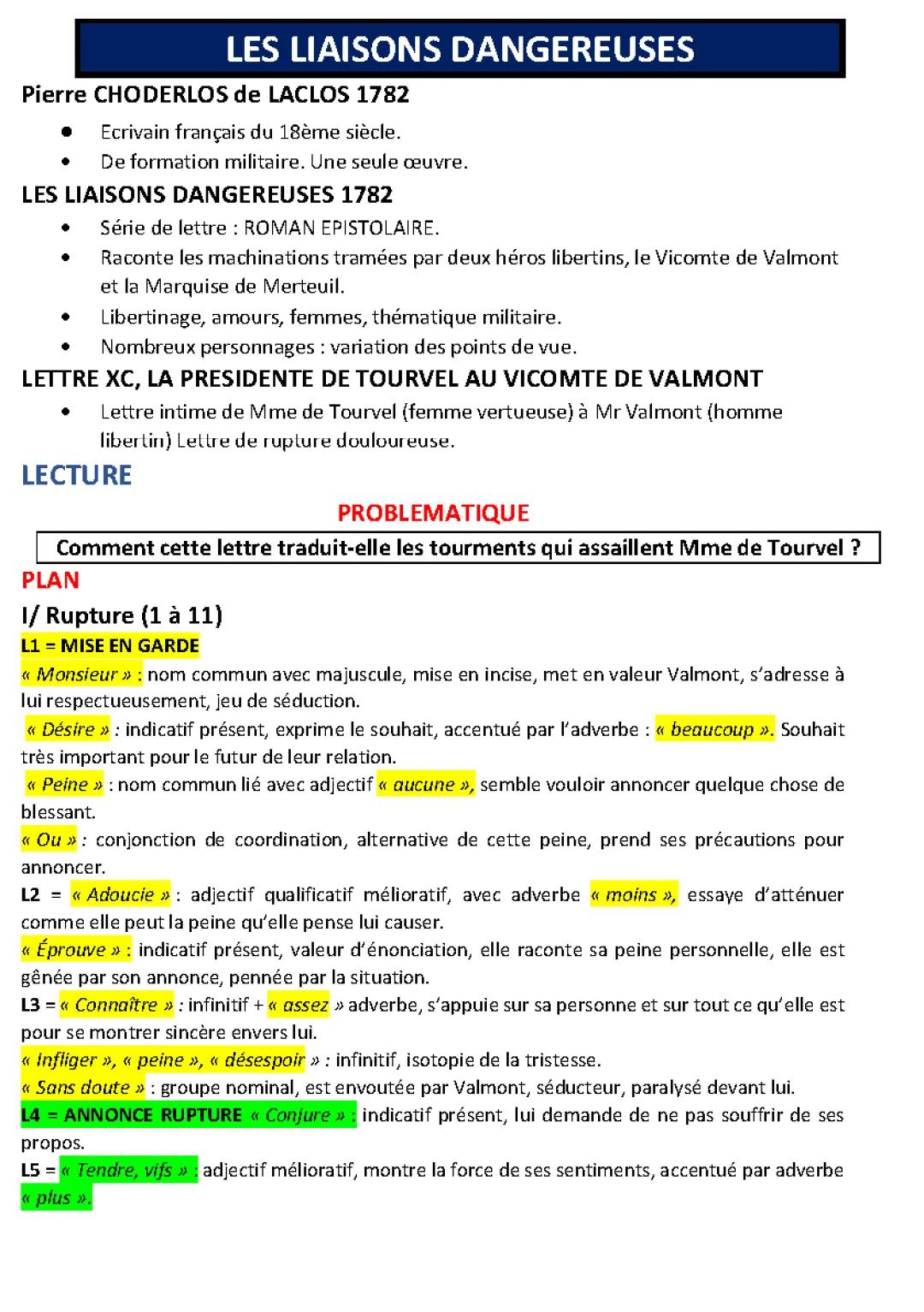 Analyse linéaire Les Liaisons Dangereuses Lettres 48, 81 et plus