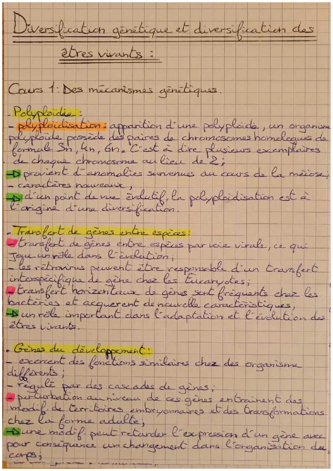 Diversification génétique et des êtres vivants