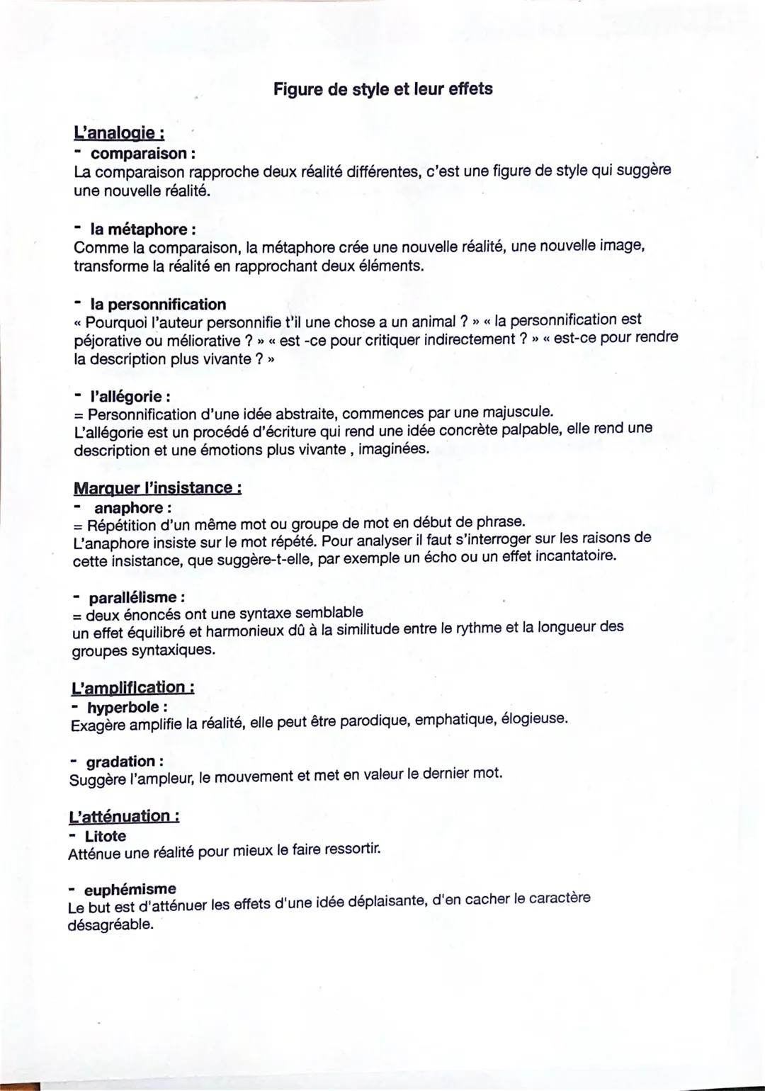 # Figure de style et leur effets

L'analogie:
- comparaison:
La comparaison rapproche deux réalité différentes, c'est une figure de style qu
