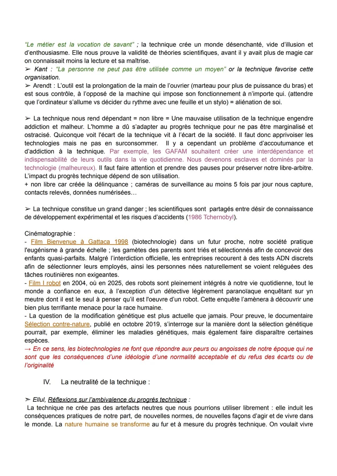 FICHE DE PHILO: LA TECHNIQUE
Définitions :
→ La technique est la capacité humaine à créer des artefacts dans le but de se protéger des dange