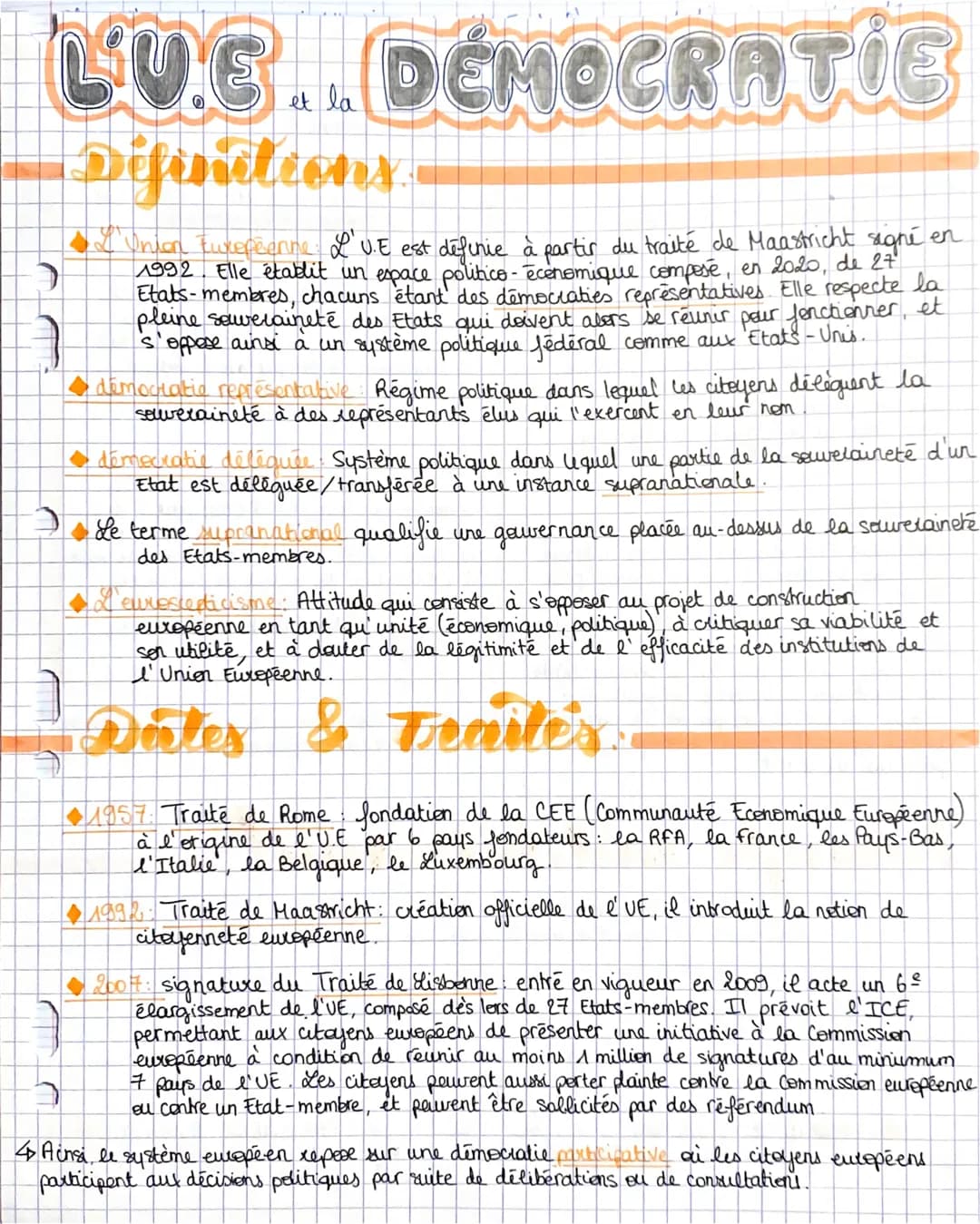 LUG DEMOCRATIC
et la
Difinitions
I' Union Européenne. L'U.E est définie à partir du traité de Maastricht signé en
1992. Elle établit un espa