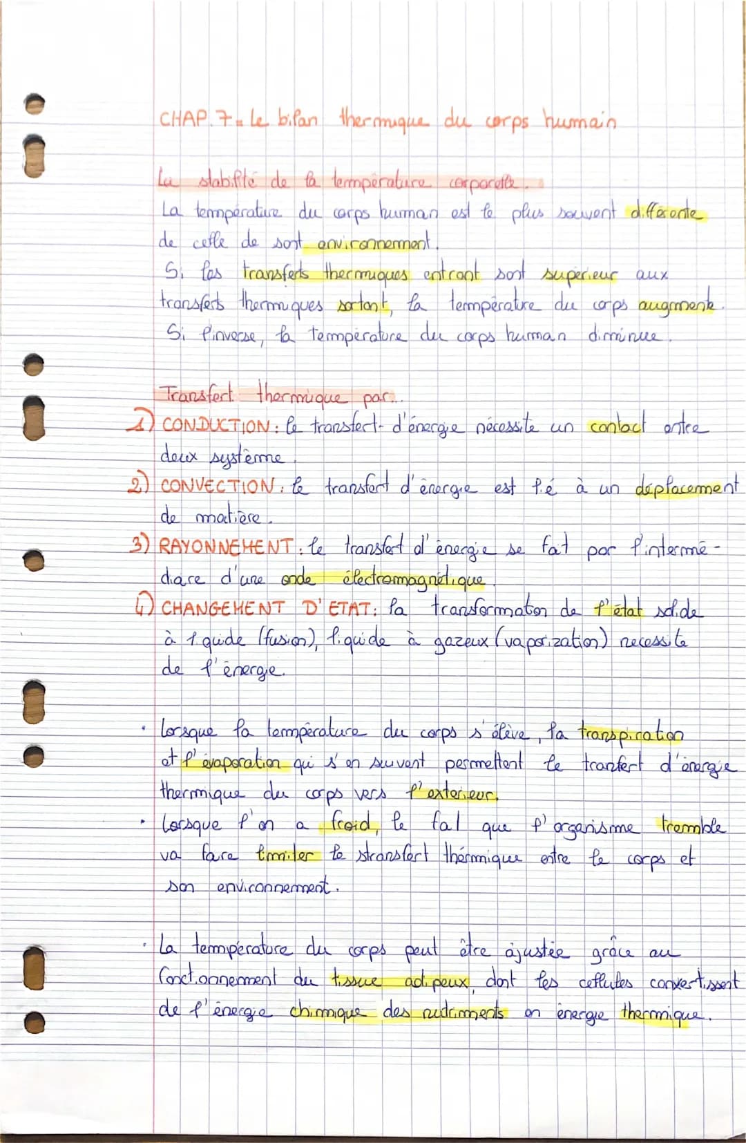 Bilan Thermique du Corps Humain - Fiche de Révision & Exercices Corrigés