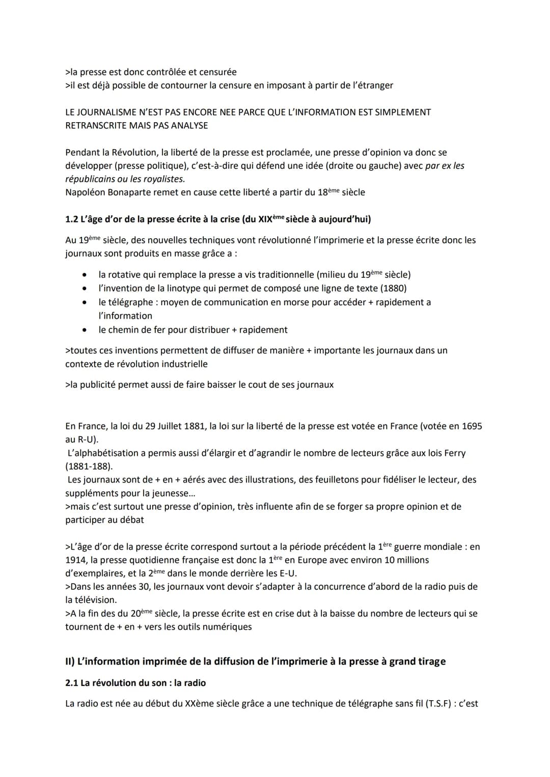 Axe n°1
●
I) L'information imprimée de la diffusion de l'imprimerie à la presse à grand tirage
1.1 La révolution de l'imprimerie et les débu