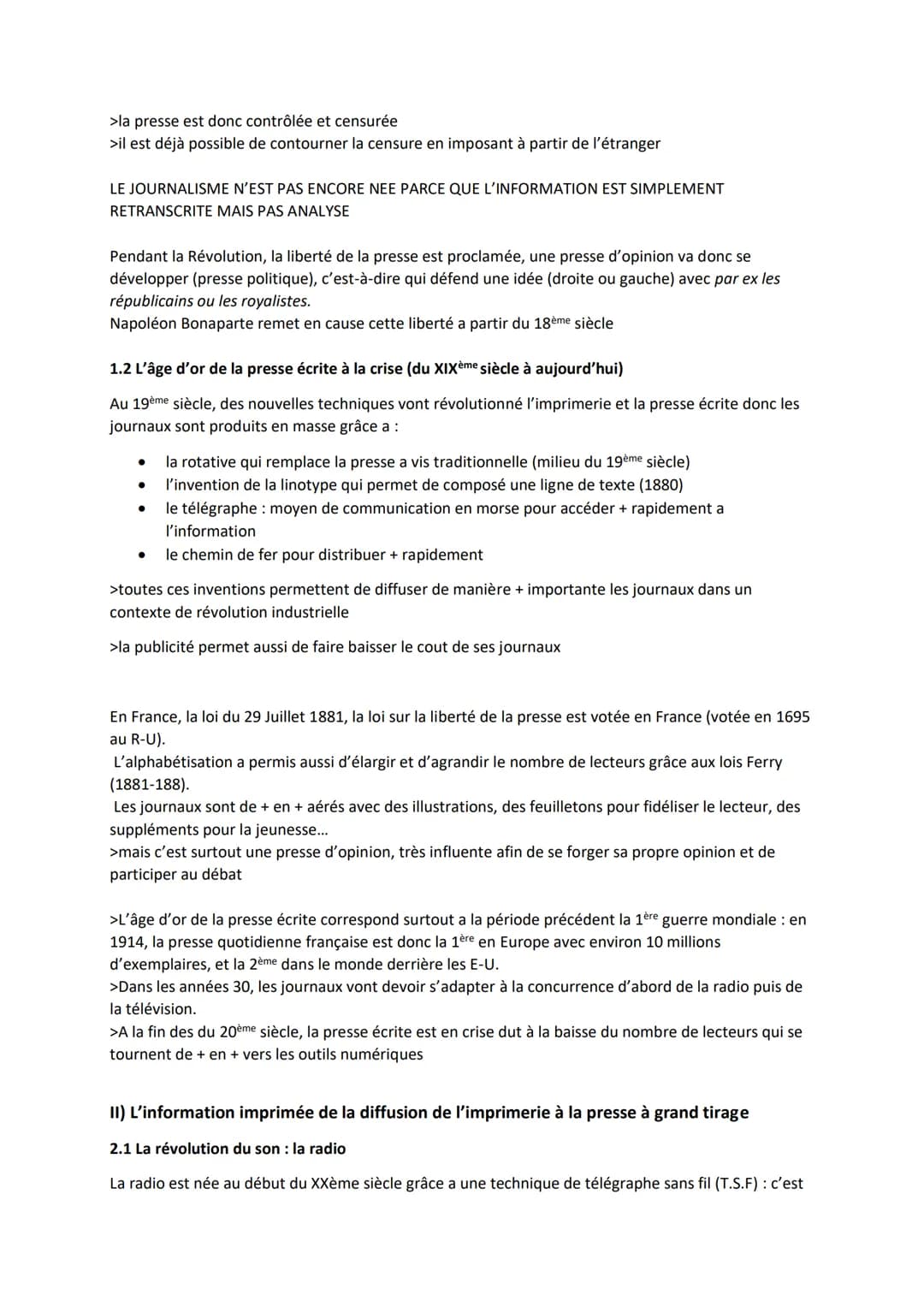 Axe n°1
●
I) L'information imprimée de la diffusion de l'imprimerie à la presse à grand tirage
1.1 La révolution de l'imprimerie et les débu