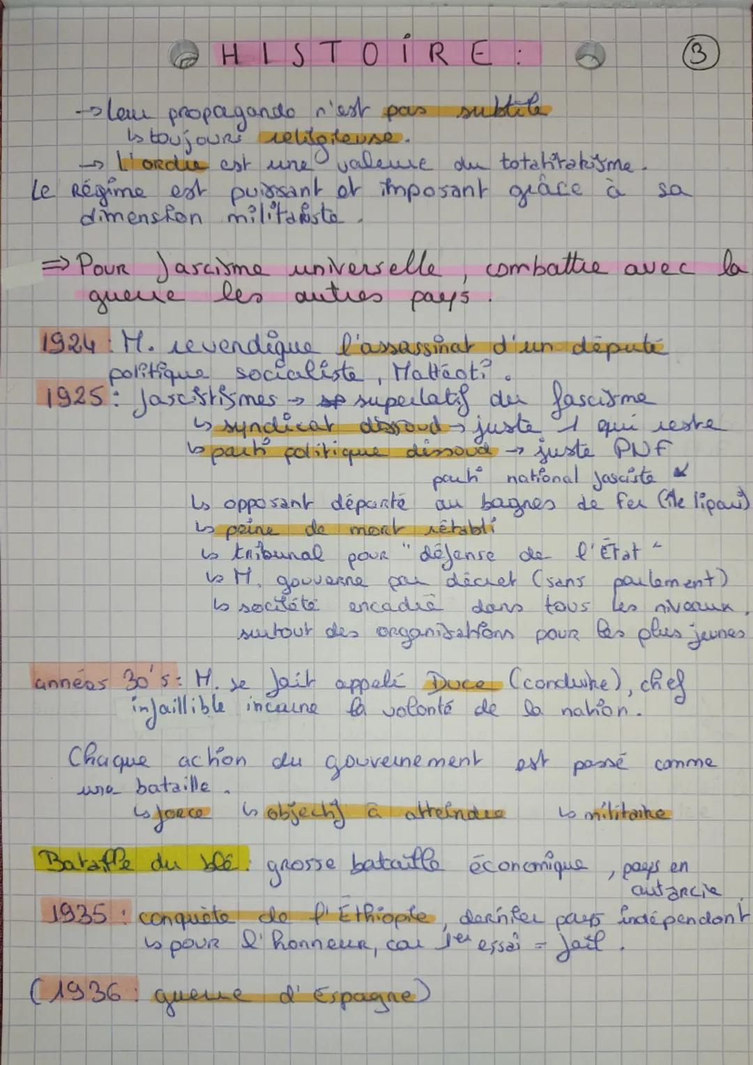 HISTOIRE (
Chapitre II : Les régimes totalitaines
→ 1923 19 Jois.
le totalitarisme Italien.
→ Jascisme italien
sau dessus de
la dictature
A
