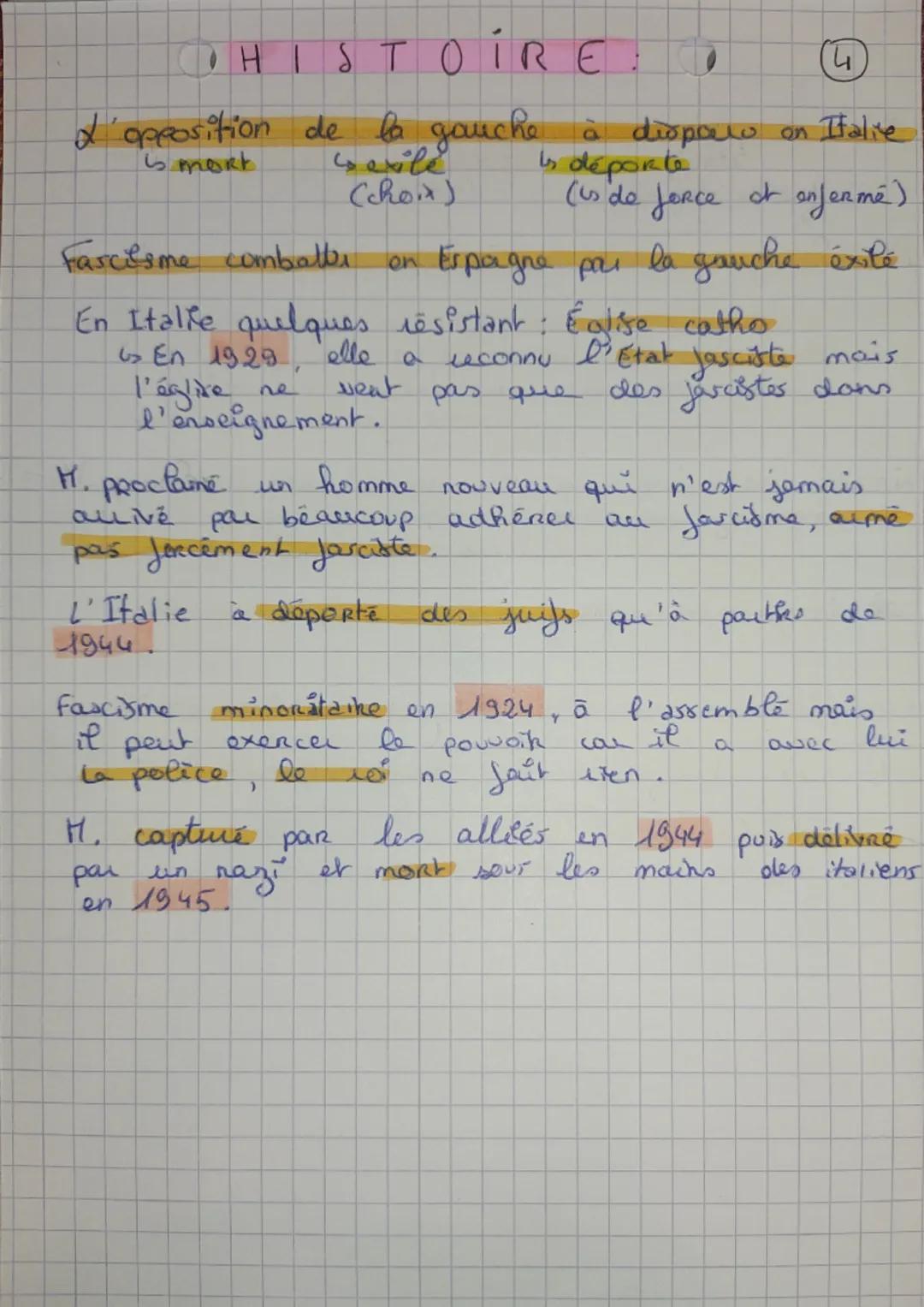 HISTOIRE (
Chapitre II : Les régimes totalitaines
→ 1923 19 Jois.
le totalitarisme Italien.
→ Jascisme italien
sau dessus de
la dictature
A
