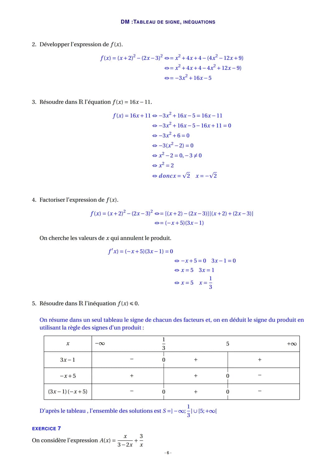 EXERCICE 1
Soit f la fonction définie sur l'intervalle ] - 2; +∞o[ par f(x) =
dans le plan muni d'un repère orthogonal ci-dessous.
-2
X
y
f(