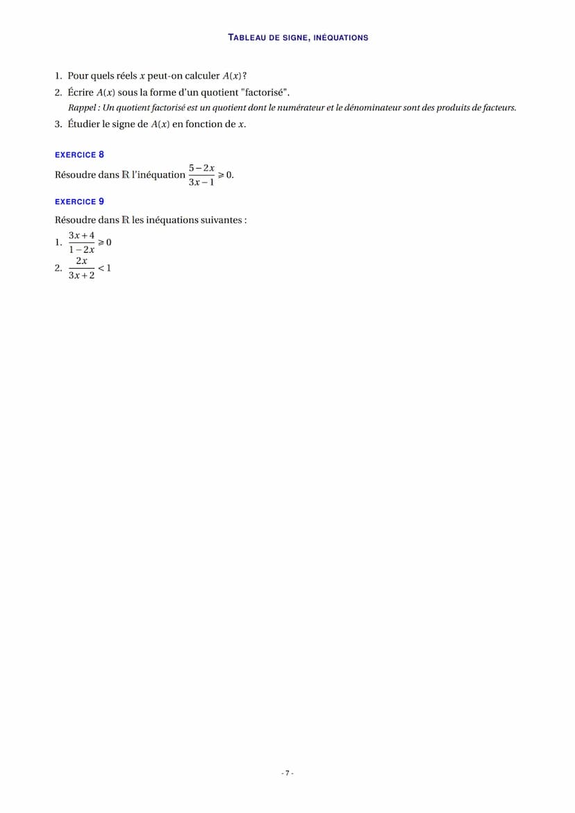 EXERCICE 1
Soit f la fonction définie sur l'intervalle ] - 2; +∞o[ par f(x) =
dans le plan muni d'un repère orthogonal ci-dessous.
-2
X
y
f(