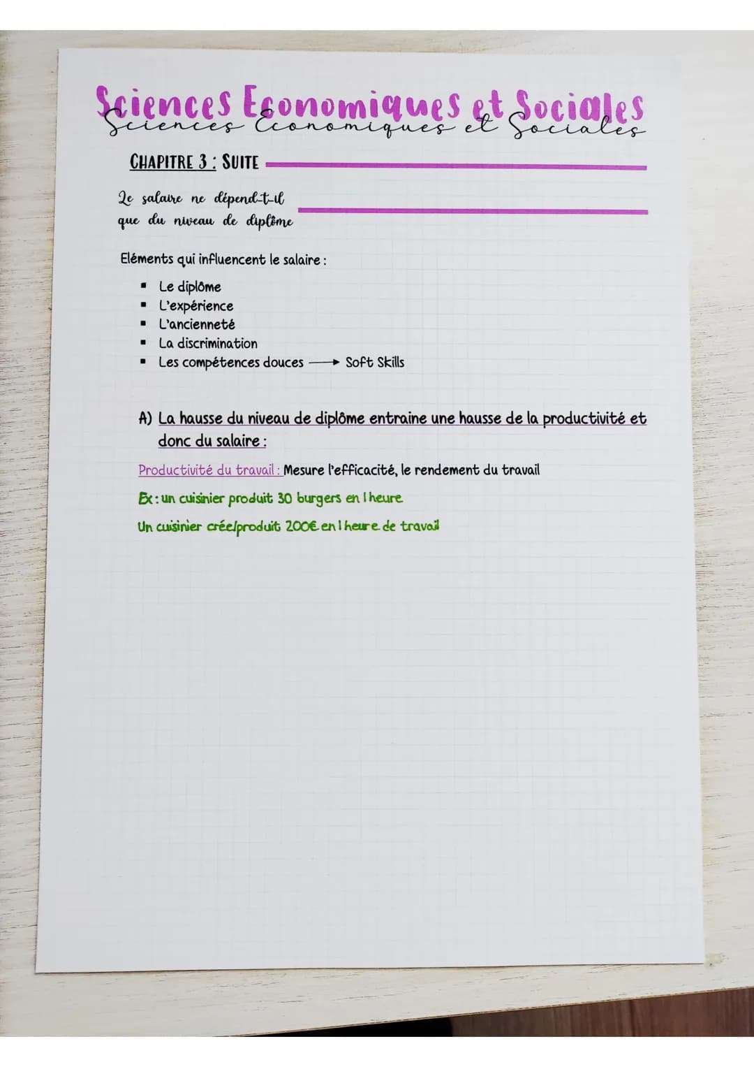 Sciences Economiques et Sociales
CHAPITRE 3: SUITE
1) Y-a-t-il un lien entre diplôme et emploi ?
(doc 1 p 130)
Taux de chômage : 17% des per