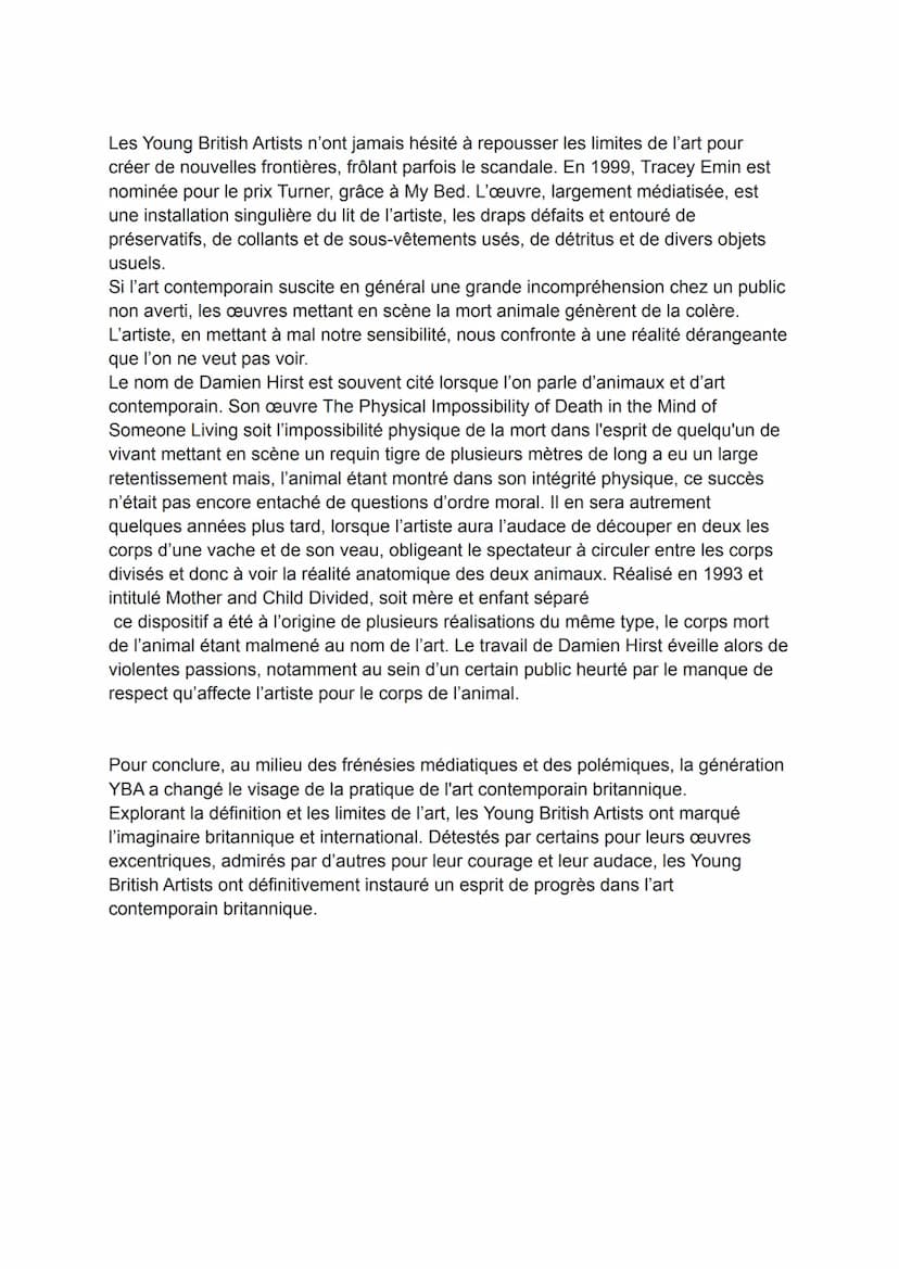 Dans quelle mesure l'art controversé des young british artist a-t-il influencé la
société?
L'artiste se retrouve souvent au cœur de polémiqu