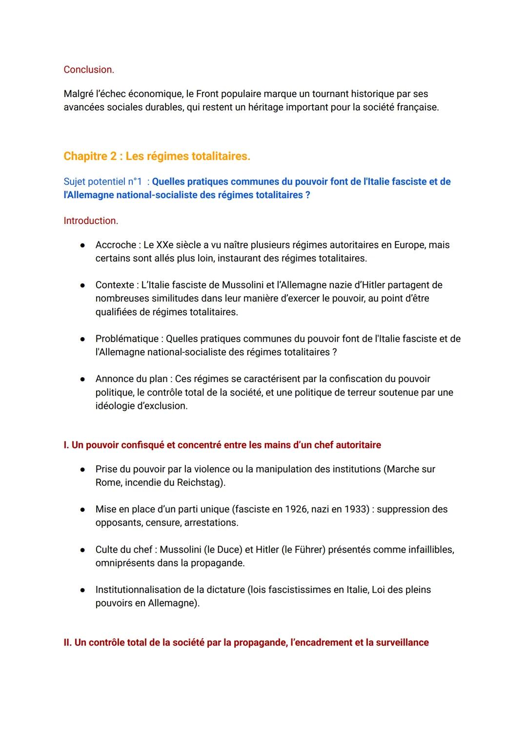 HISTOIRE (plans sujets bac):
THÈME 1: Fragilités des démocraties, totalitarismes et Seconde Guerre mondiale (
1929-1945).
Chapitre 1: L'impa