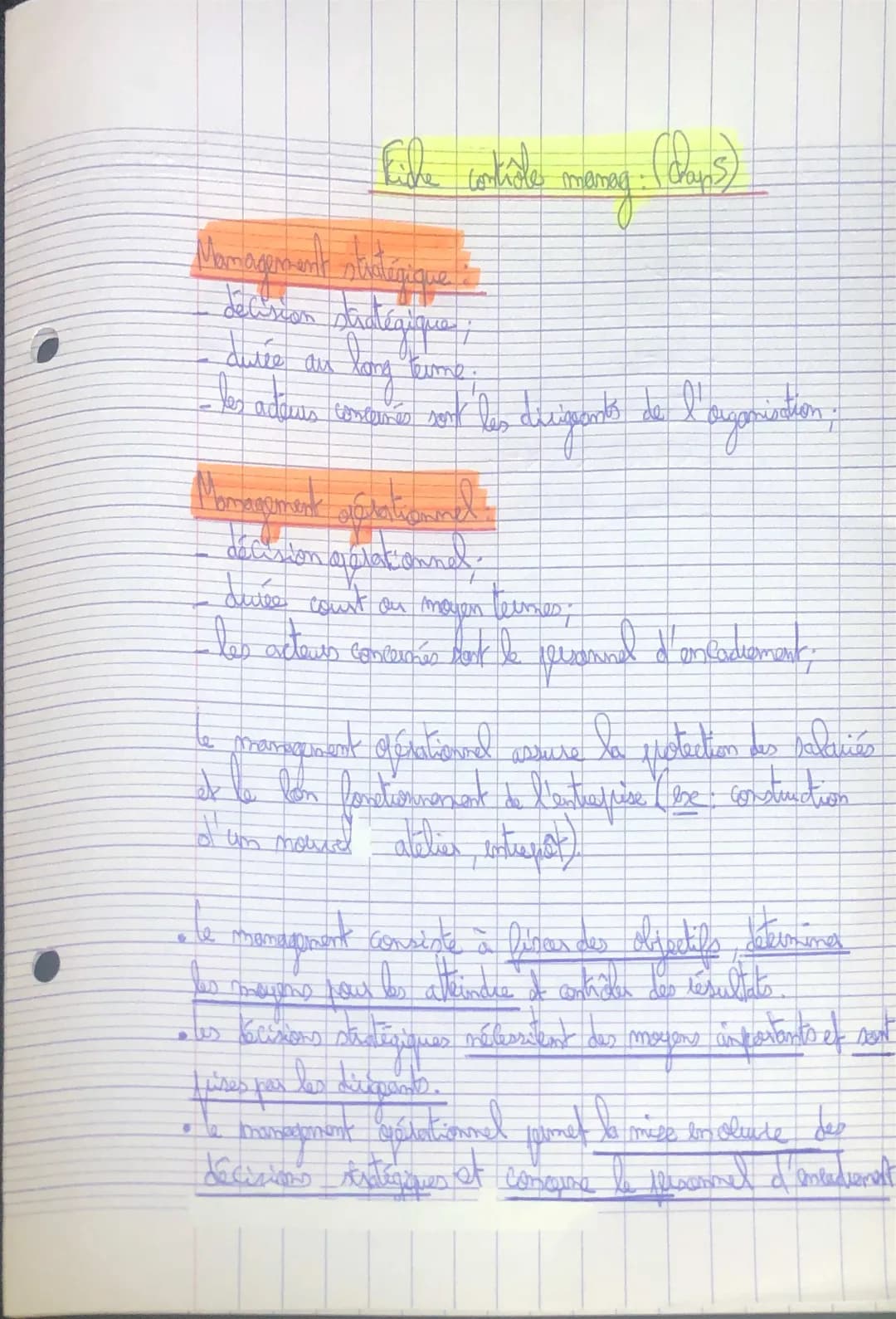 Cours PDF Management Stratégique et Opérationnel STMG - Chapitre 5