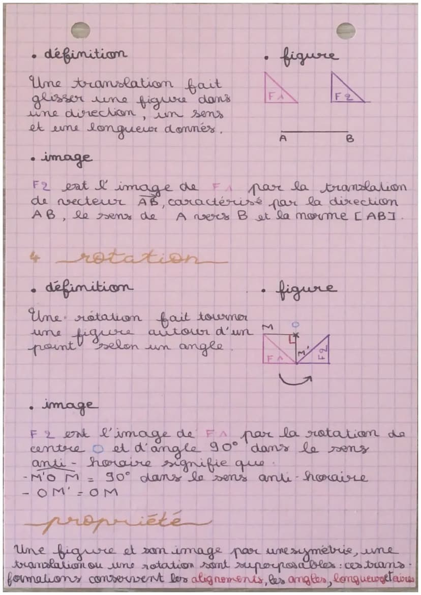 LES
●
définition
F₁ et F2 sont symétrique
par rapport à la droite
(d) signifie que (d) bat
la mediatrice du segment
CMM'].
●
TRANSFORMATIONS