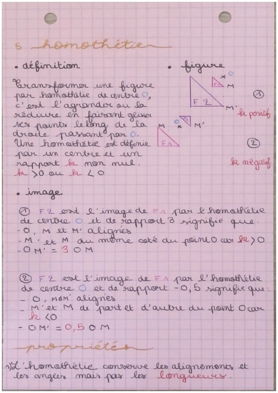 LES
●
définition
F₁ et F2 sont symétrique
par rapport à la droite
(d) signifie que (d) bat
la mediatrice du segment
CMM'].
●
TRANSFORMATIONS