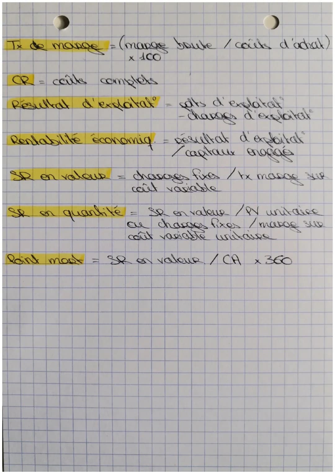 Valeur ajoutée
CA - CI
FRNG = passif stable - actif stable
H
BFR = actif circulant - pocisif circulant
Trésorerie nette = FRNG - BER
MSGN
(c