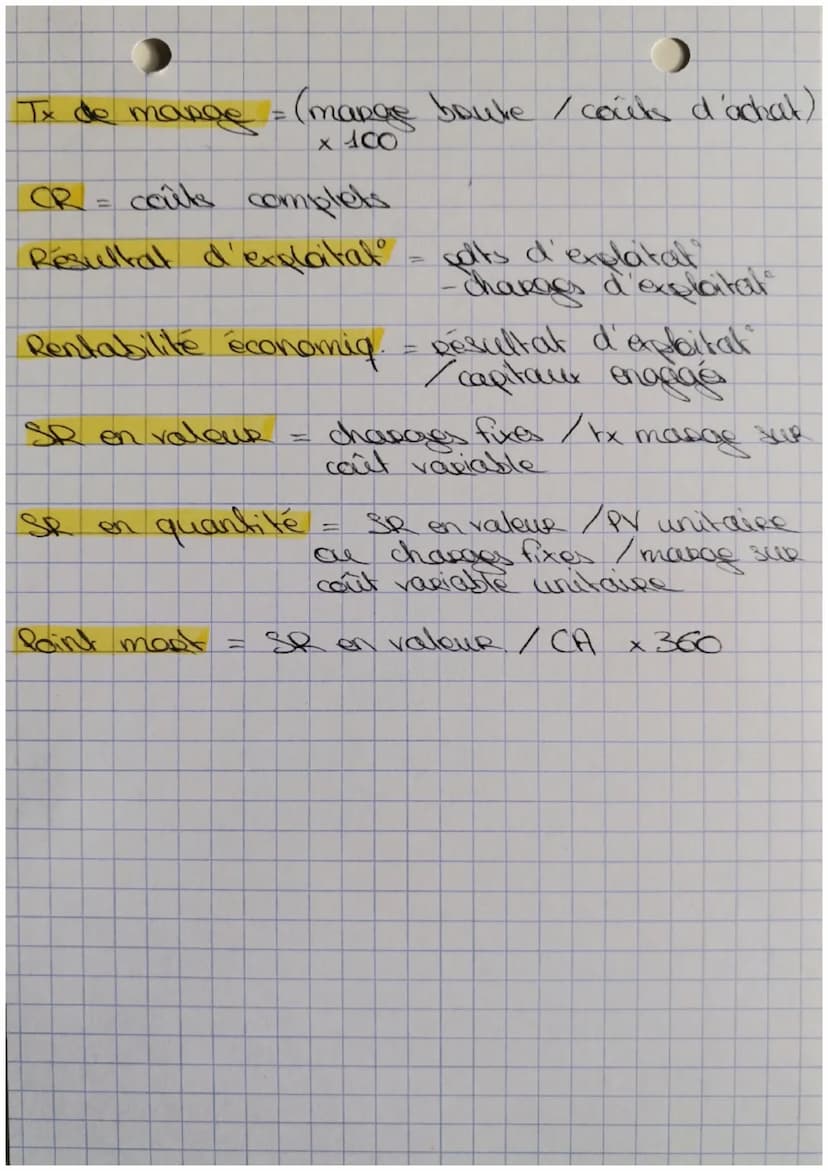 Valeur ajoutée
CA - CI
FRNG = passif stable - actif stable
H
BFR = actif circulant - pocisif circulant
Trésorerie nette = FRNG - BER
MSGN
(c