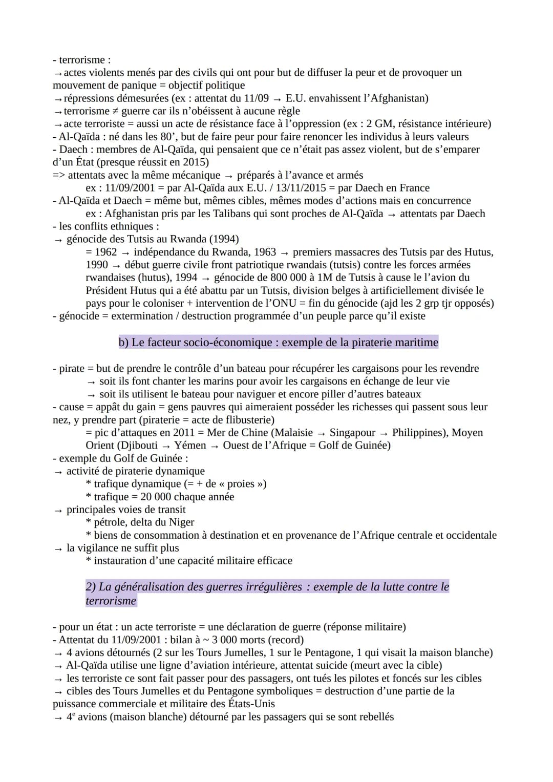 H.G.G.S.P. THÈME 2 : FAIRE LA GUERRE, FAIRE LA PAIX :
FORMES DE CONFLITS ET MODES DE RÉSOLUTION
- toutes les guerres sont des conflits mais 