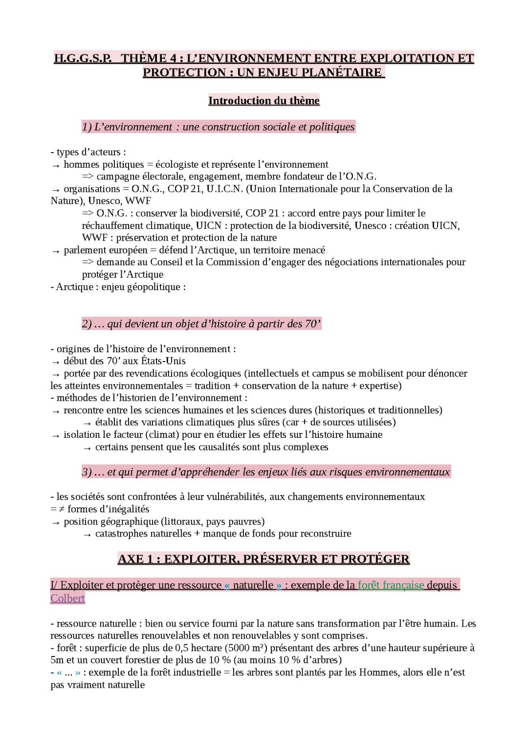 Tout sur l'Environnement en HGGSP : Thèmes 4, 5 et 6, Bac 2024 et Plus !