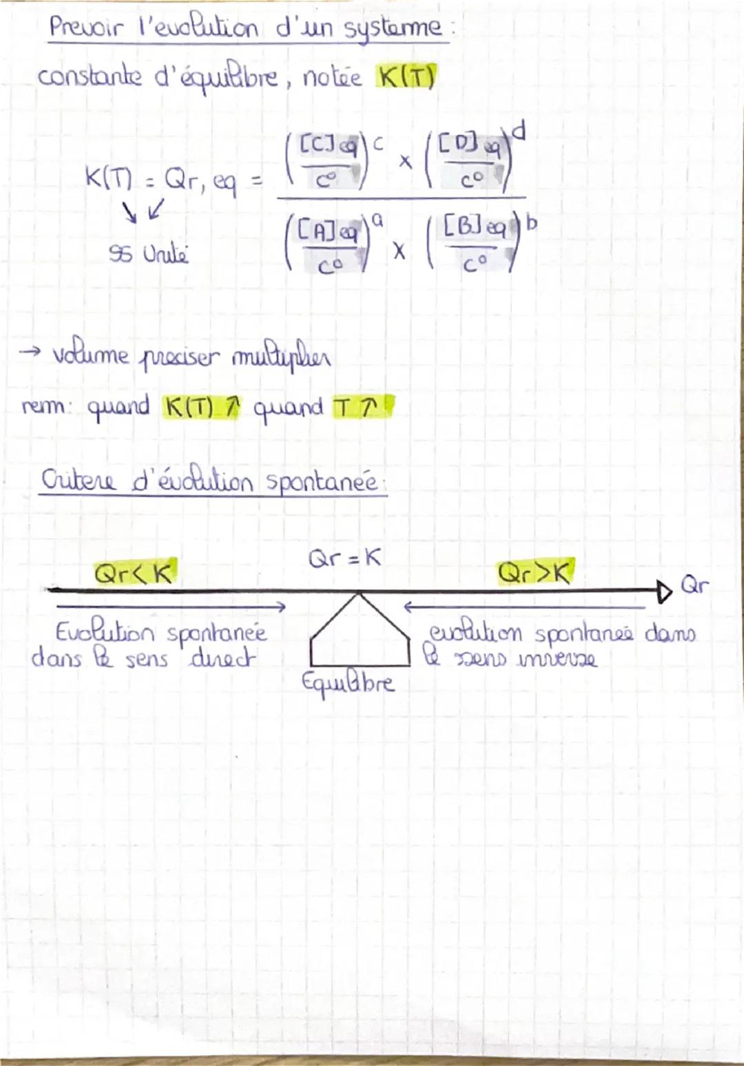 Sens d'evolution spontanée d'un
systeme chimique.
taux d'avancement final:
T =
хр
mol
5
2≤ 1 ou 100%
x max mot
si 71 = transformation non to