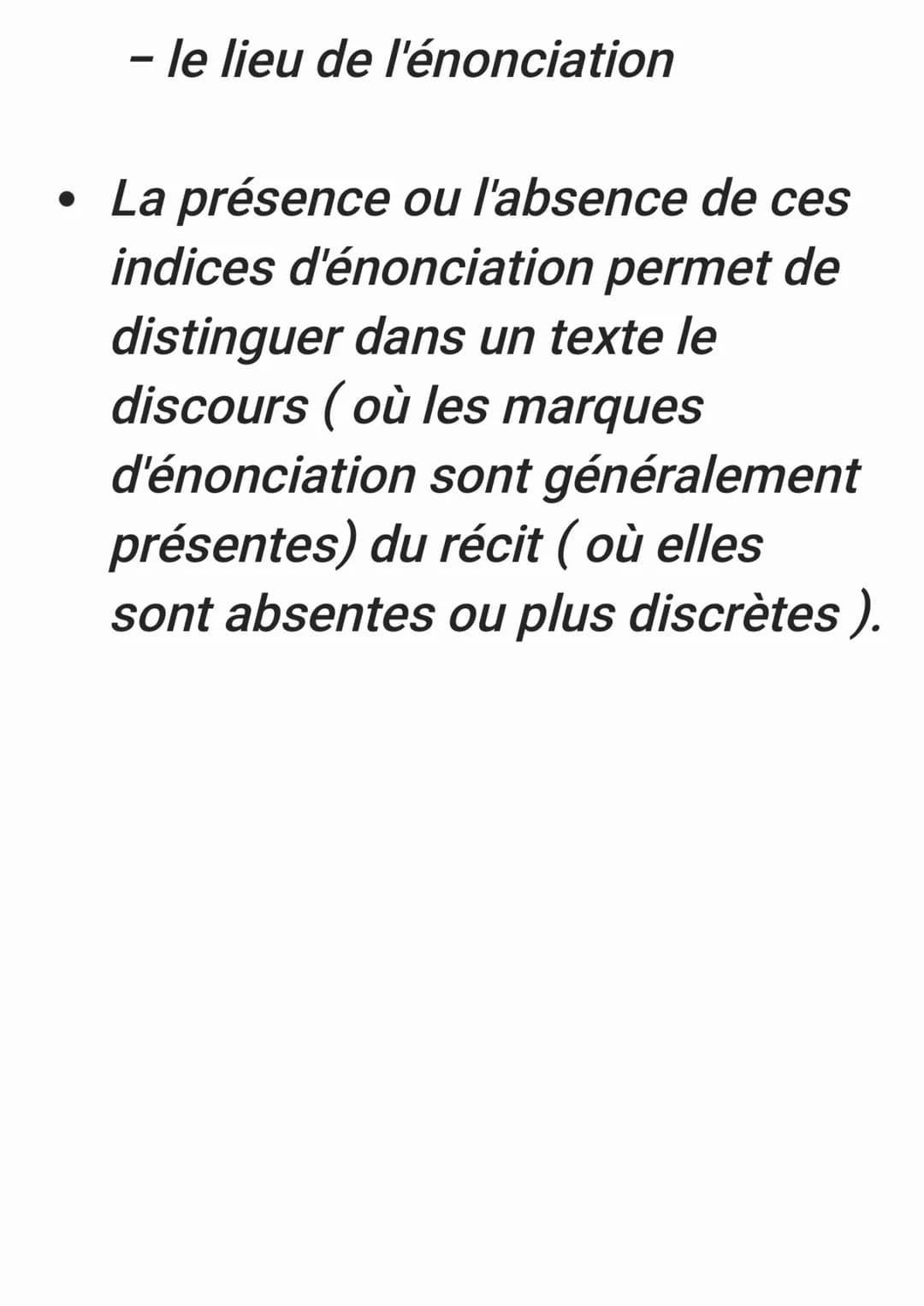 L'énoncé :
• On appelle énoncé toute phrase
ou ensemble de phrases produits
à l'écrit ou à l'oral.
L'énonciation :
L'énonciation :
L'énoncia