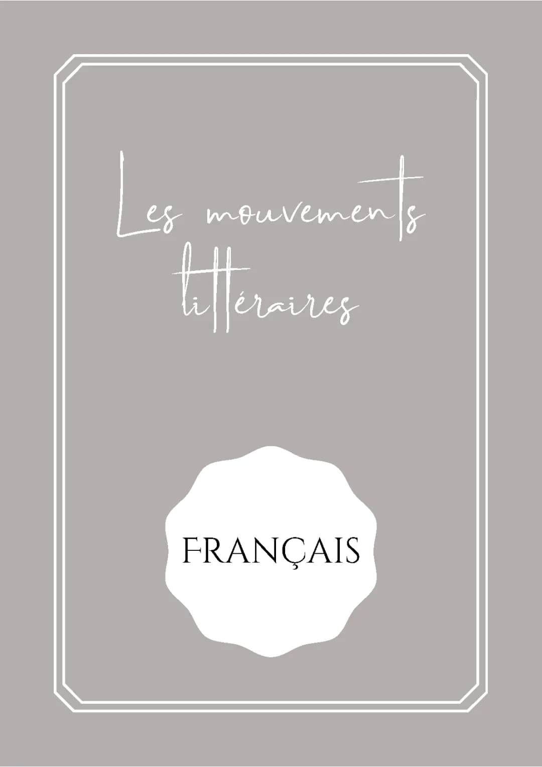 Les mouvements littéraires