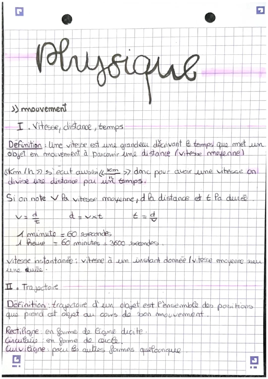 Physique-chimie : mouvement  
