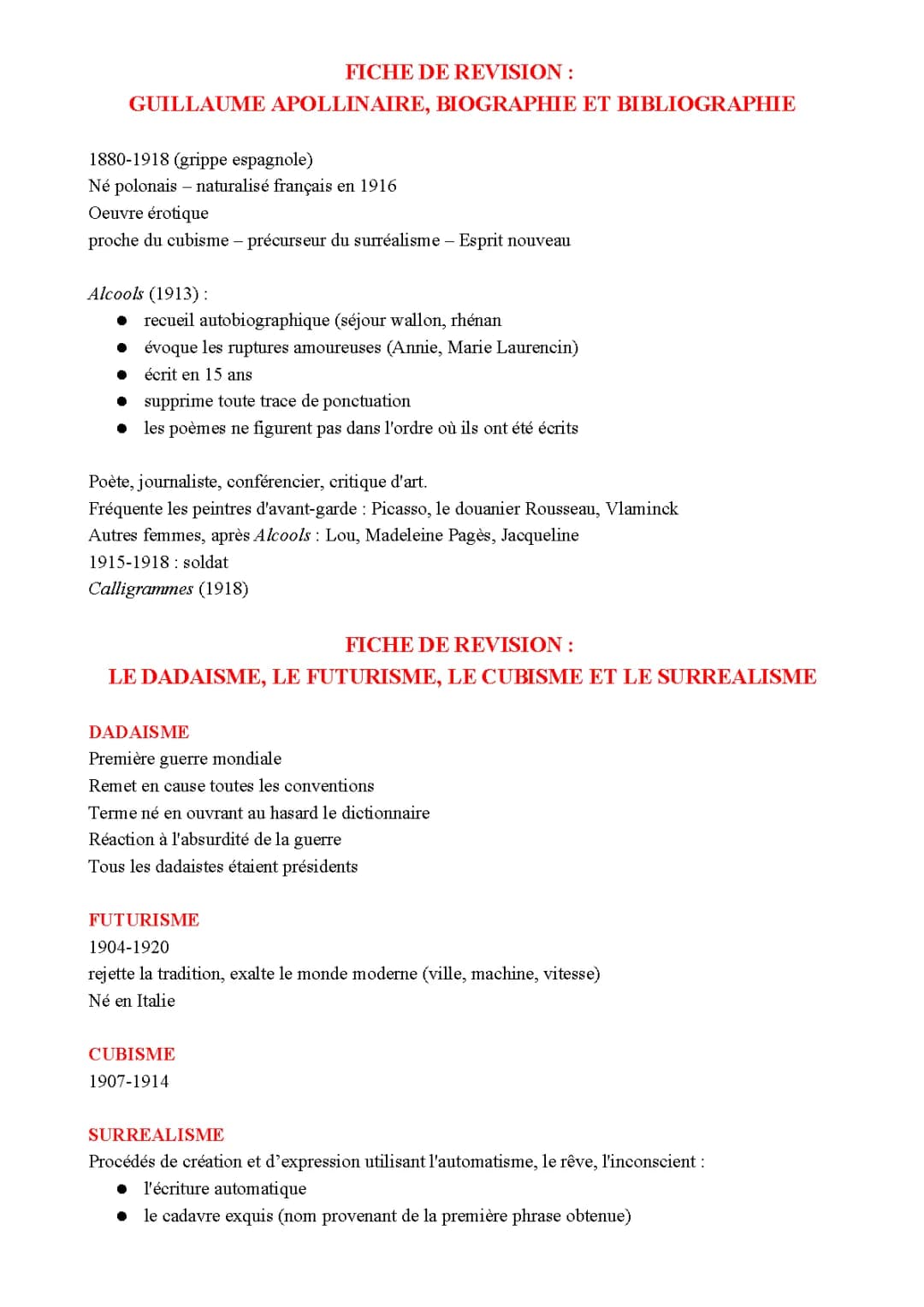 Bac de français: Commentaire Apollinaire