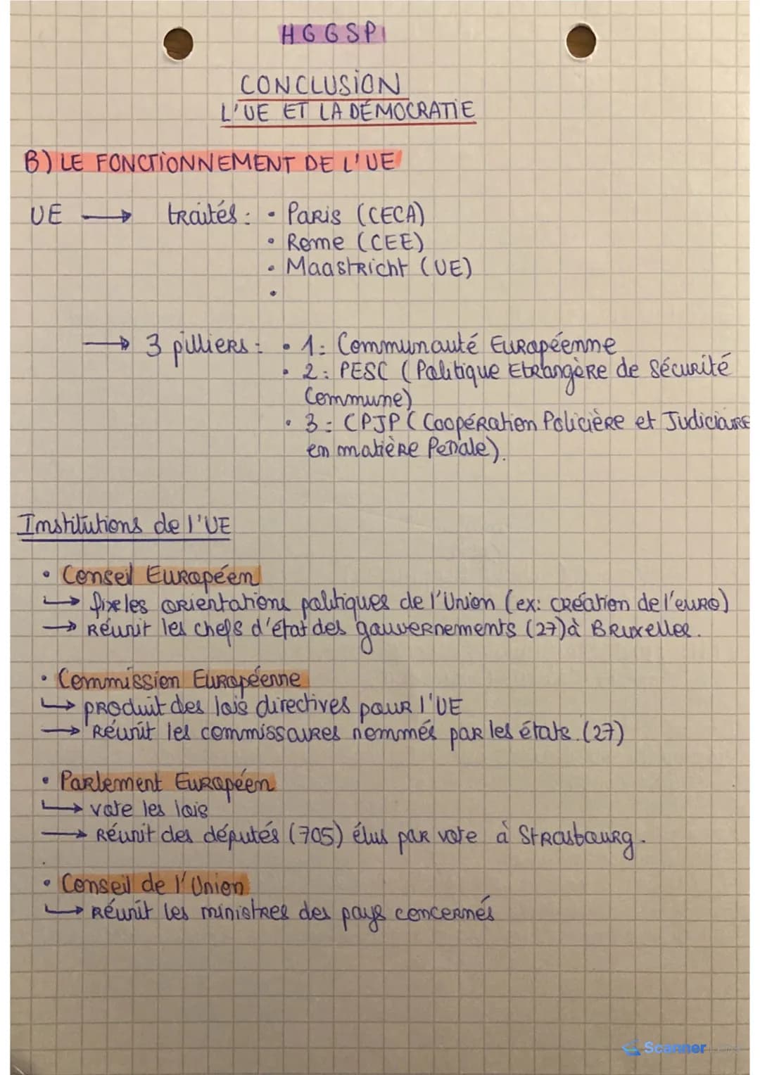 HGGSP
CONCLUSION
L'UE ET LA DEMOCRATIE
A) LA CONSTRUCTION EUROPÉENNE
l'Europe saRt traumatisée de 6 ans de guerre en 1945; l'obje-)
chip est